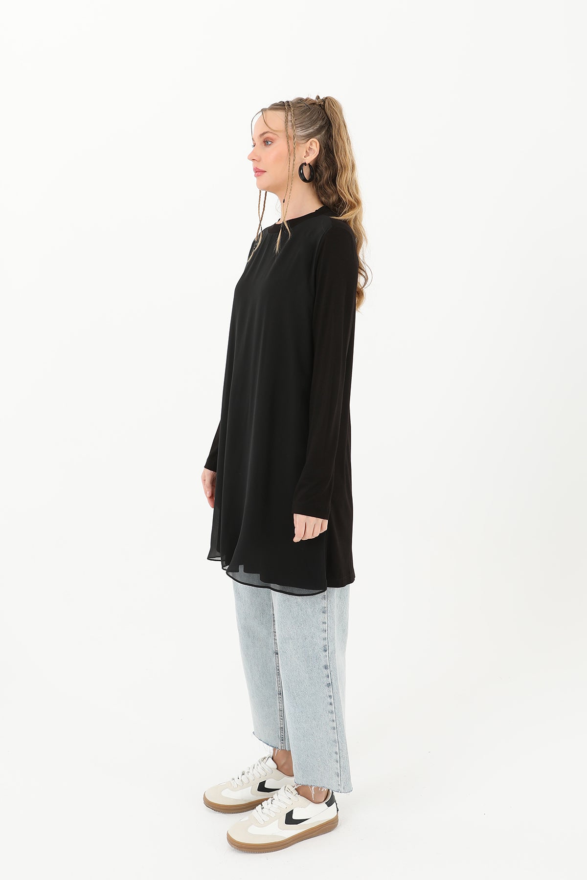 Kadın Balıkçı Yaka Tül Detaylı Bluz - 10269TUN