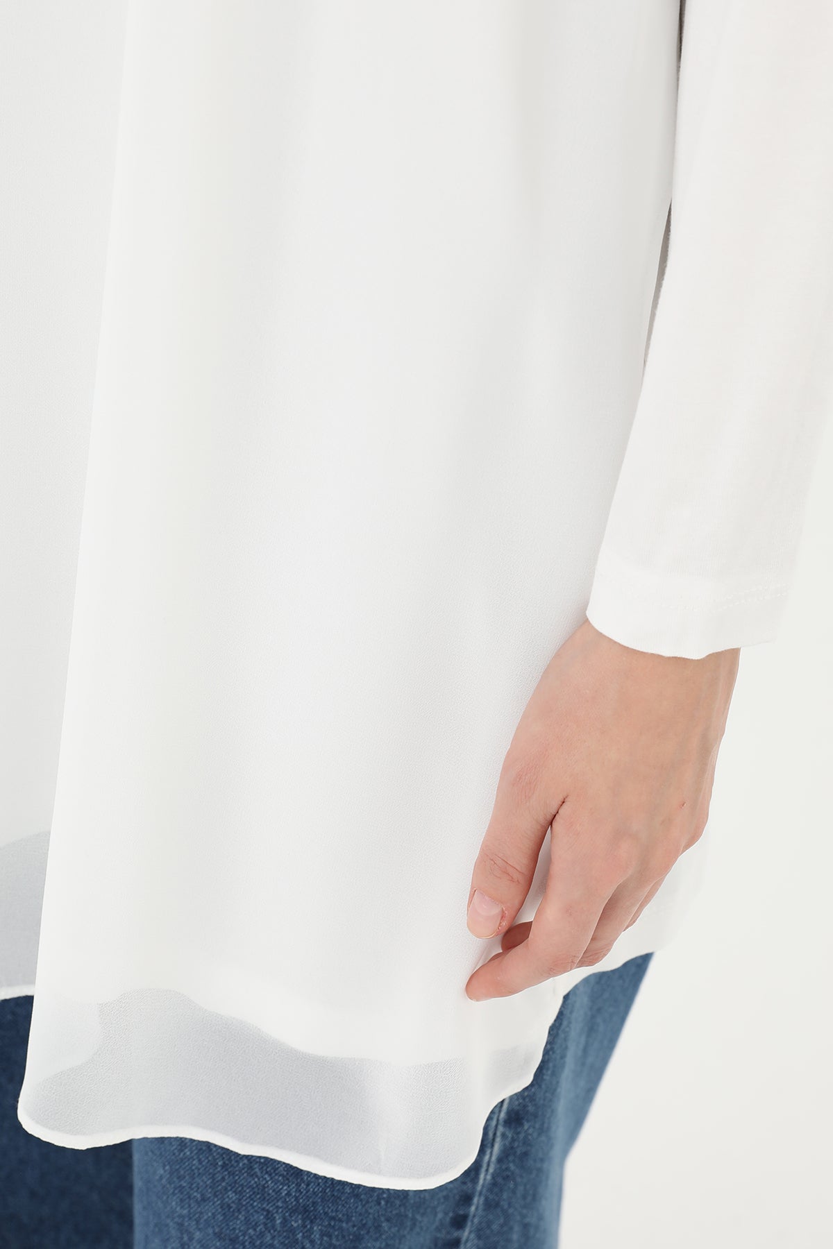 Kadın Balıkçı Yaka Tül Detaylı Bluz - 10269TUN