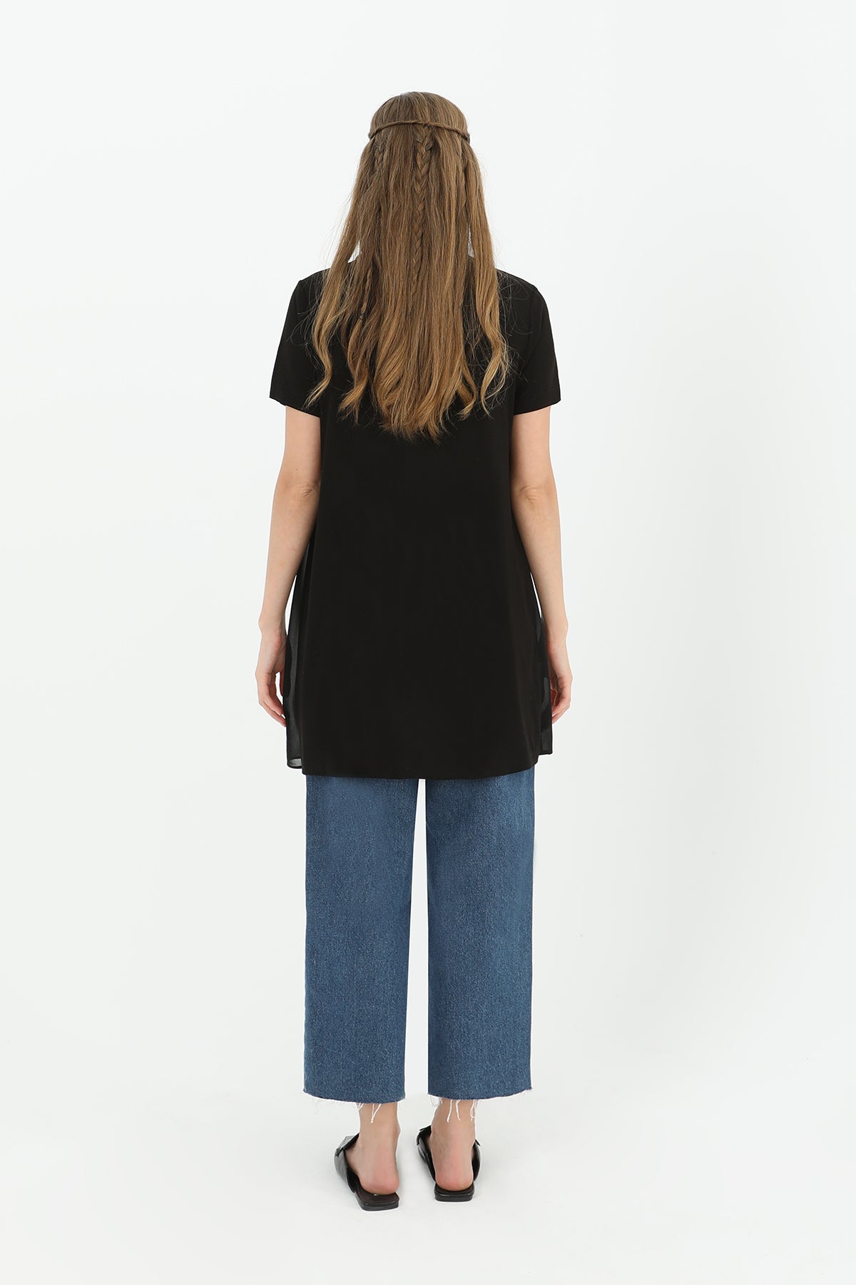 Kadın Basic Uzun T-Shirt -10271TUN