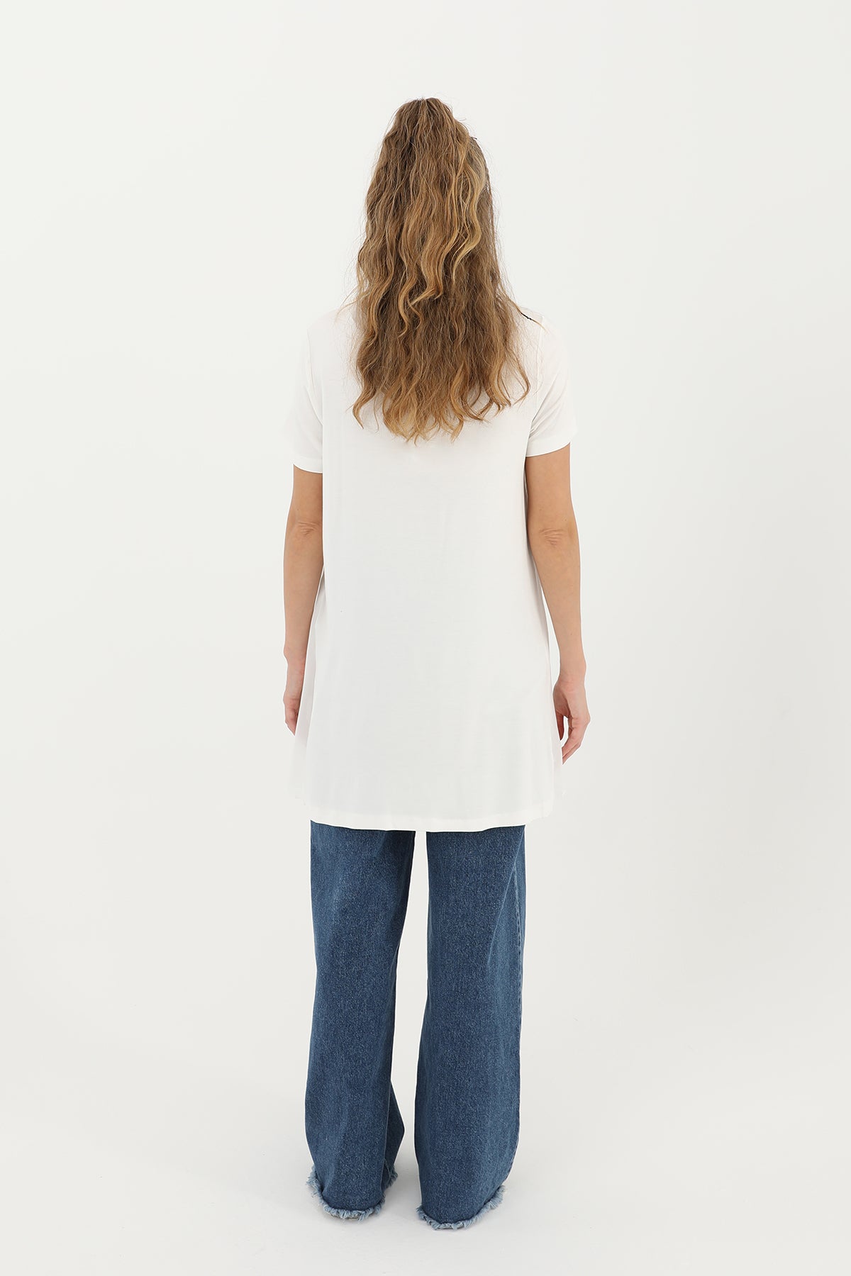 Kadın Basic Uzun T-Shirt -10271TUN