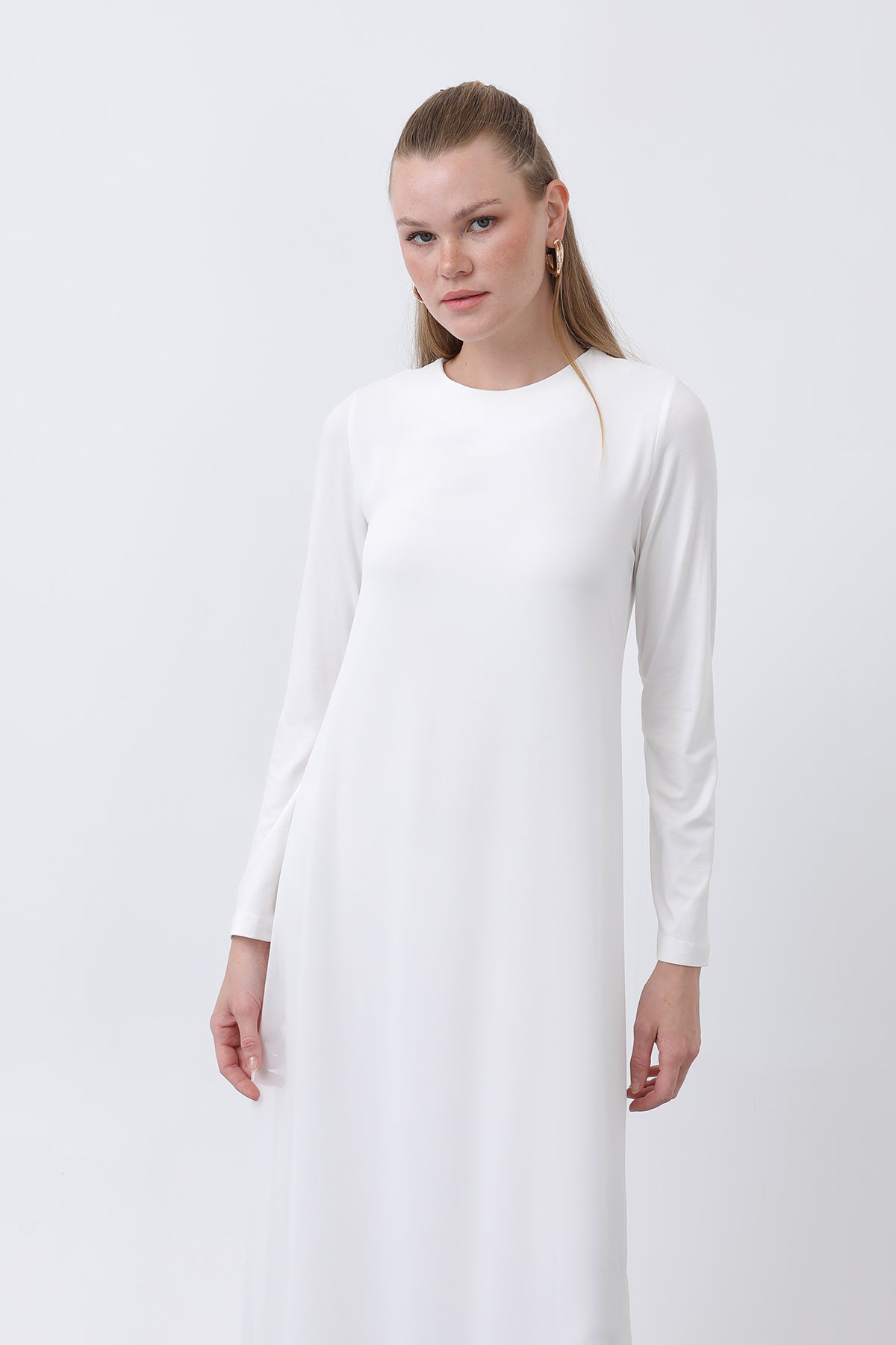 Kadın Şifon Detaylı uzun Elbise - 12447ELB