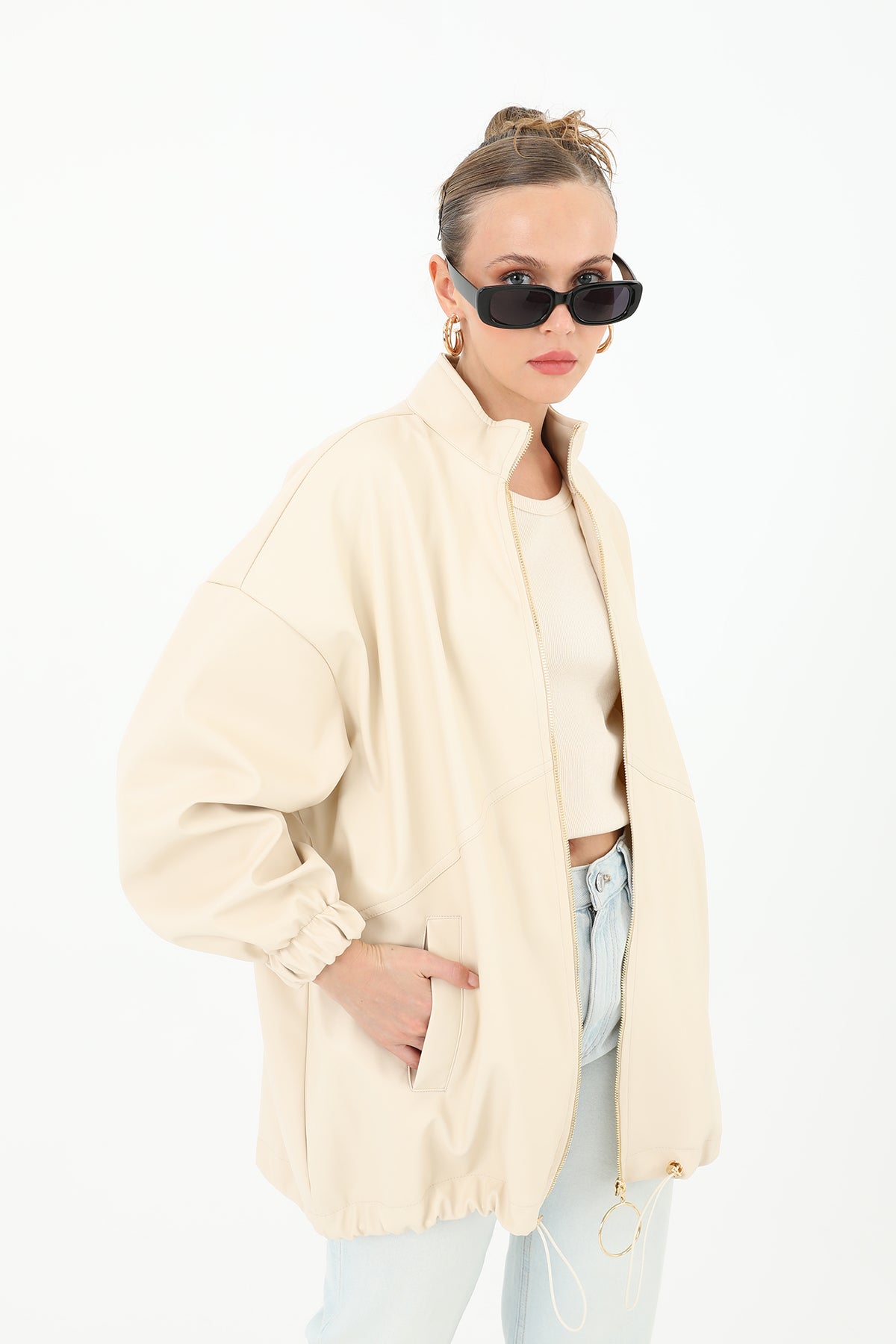 Deri Önden Fermuarlı Mont - 15120MNT