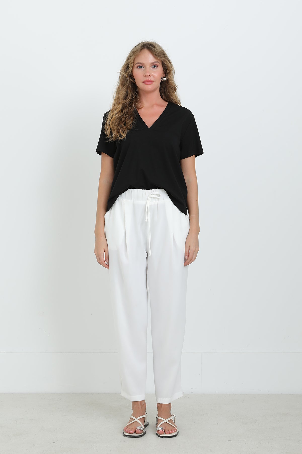 Kadın Beli Bağlamalı Havuç Form Pantolon - 18102PNT