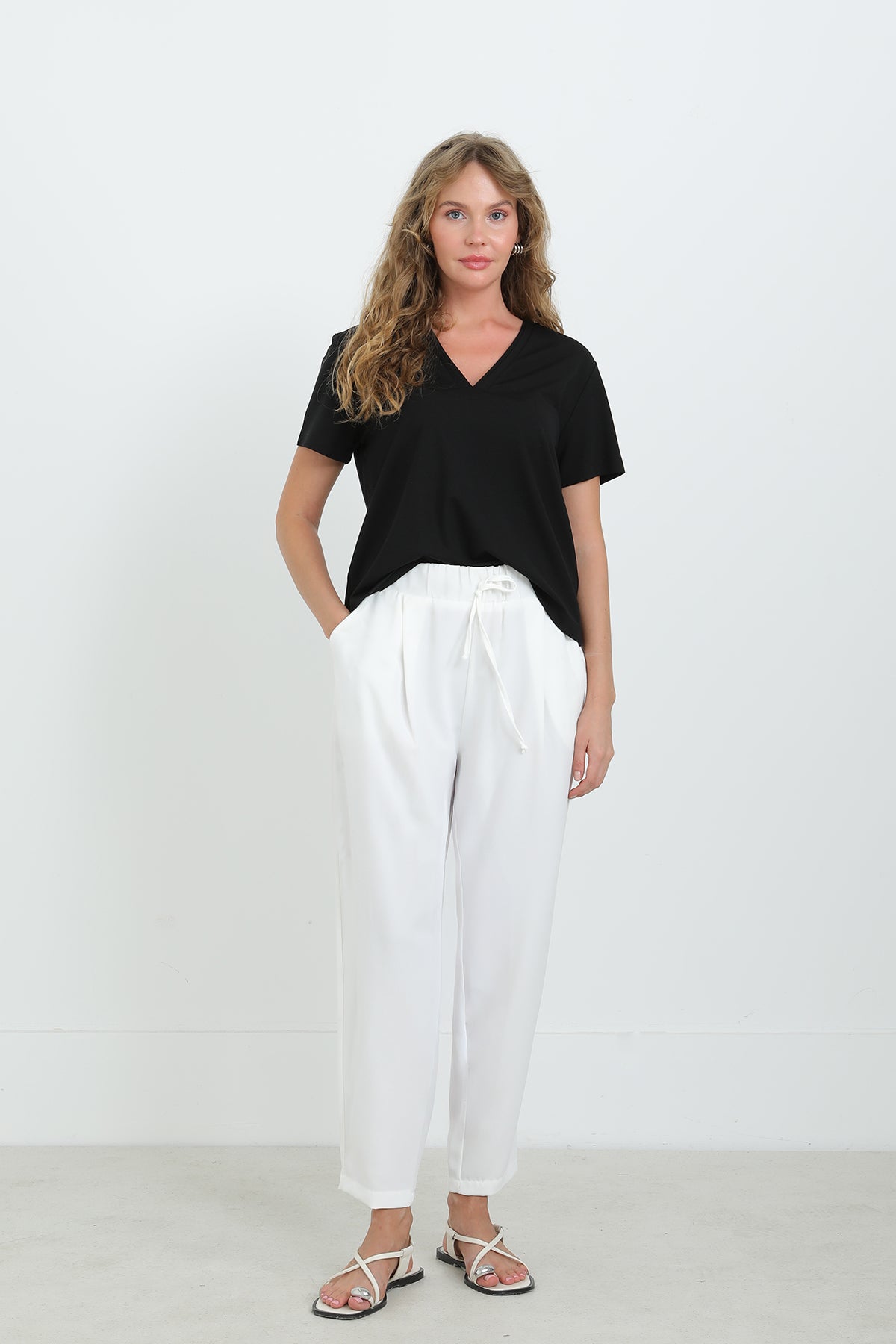 Kadın Beli Bağlamalı Havuç Form Pantolon - 18102PNT