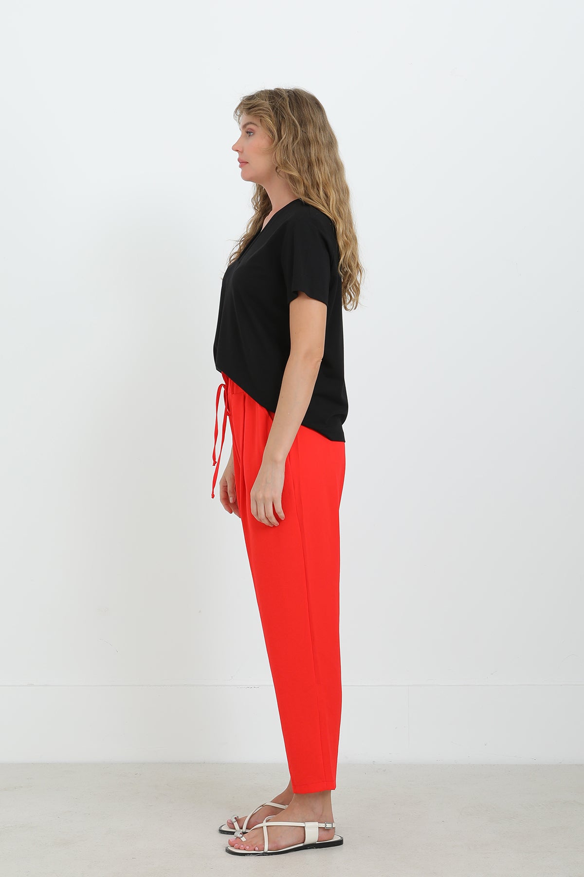 Kadın Beli Bağlamalı Havuç Form Pantolon - 18102PNT