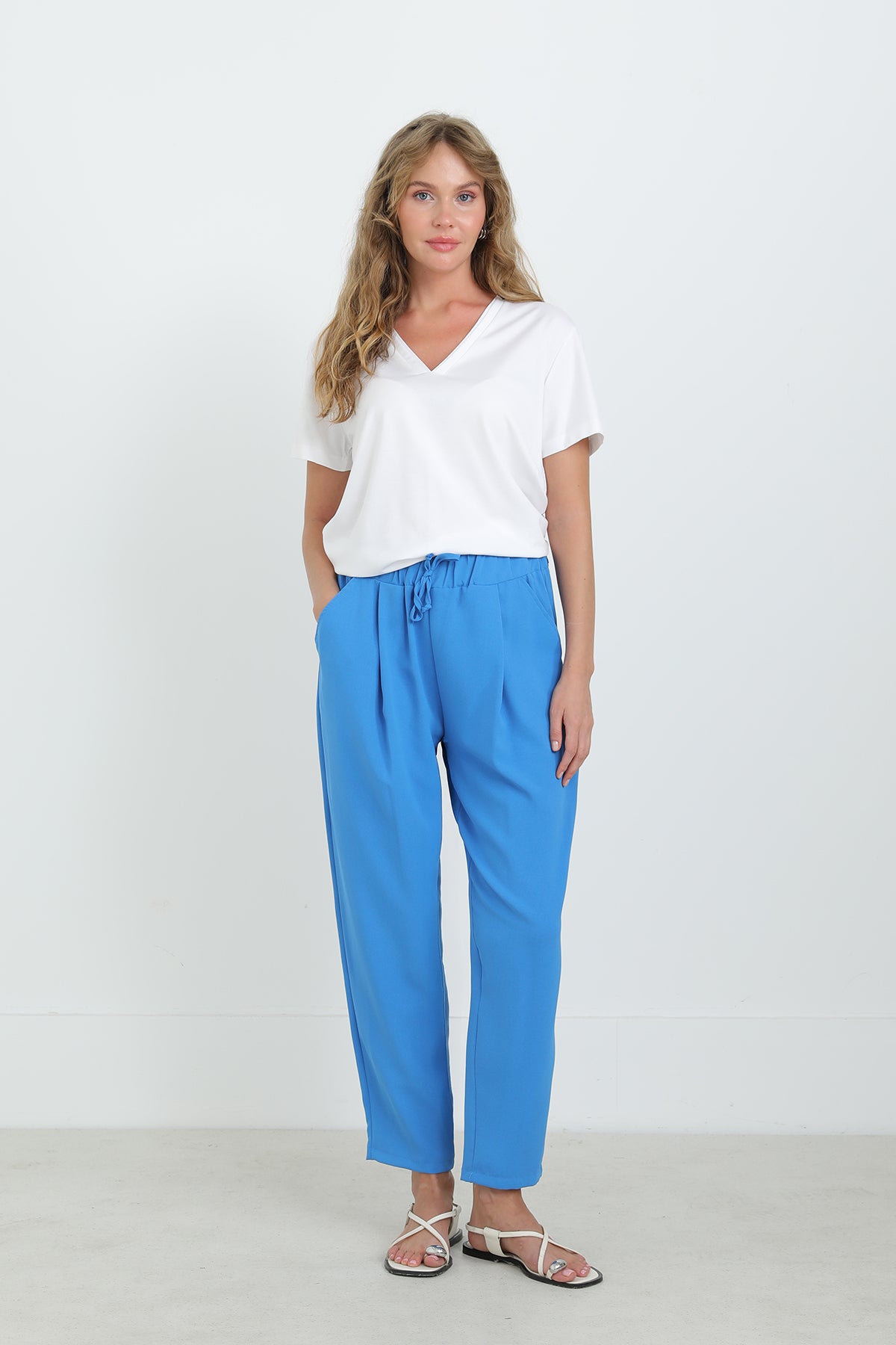 Kadın Beli Bağlamalı Havuç Form Pantolon - 18102PNT