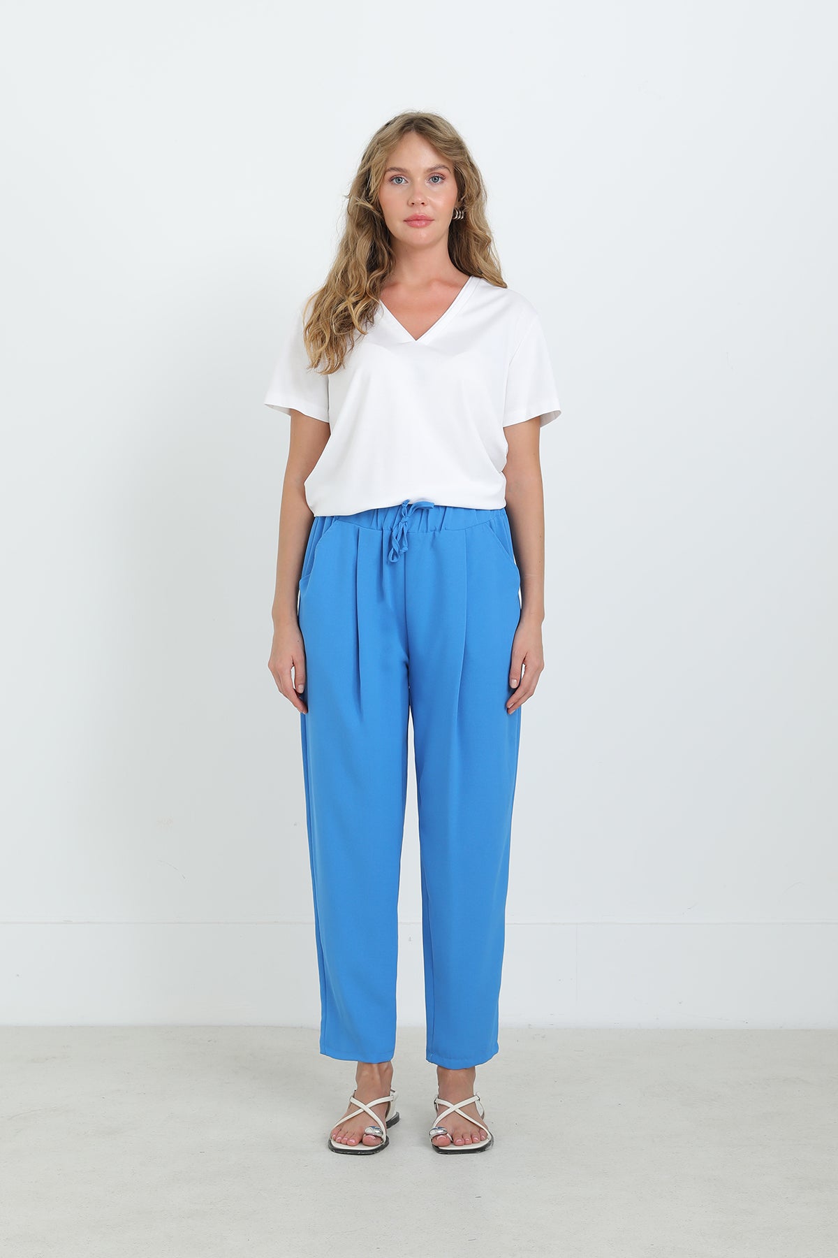 Kadın Beli Bağlamalı Havuç Form Pantolon - 18102PNT