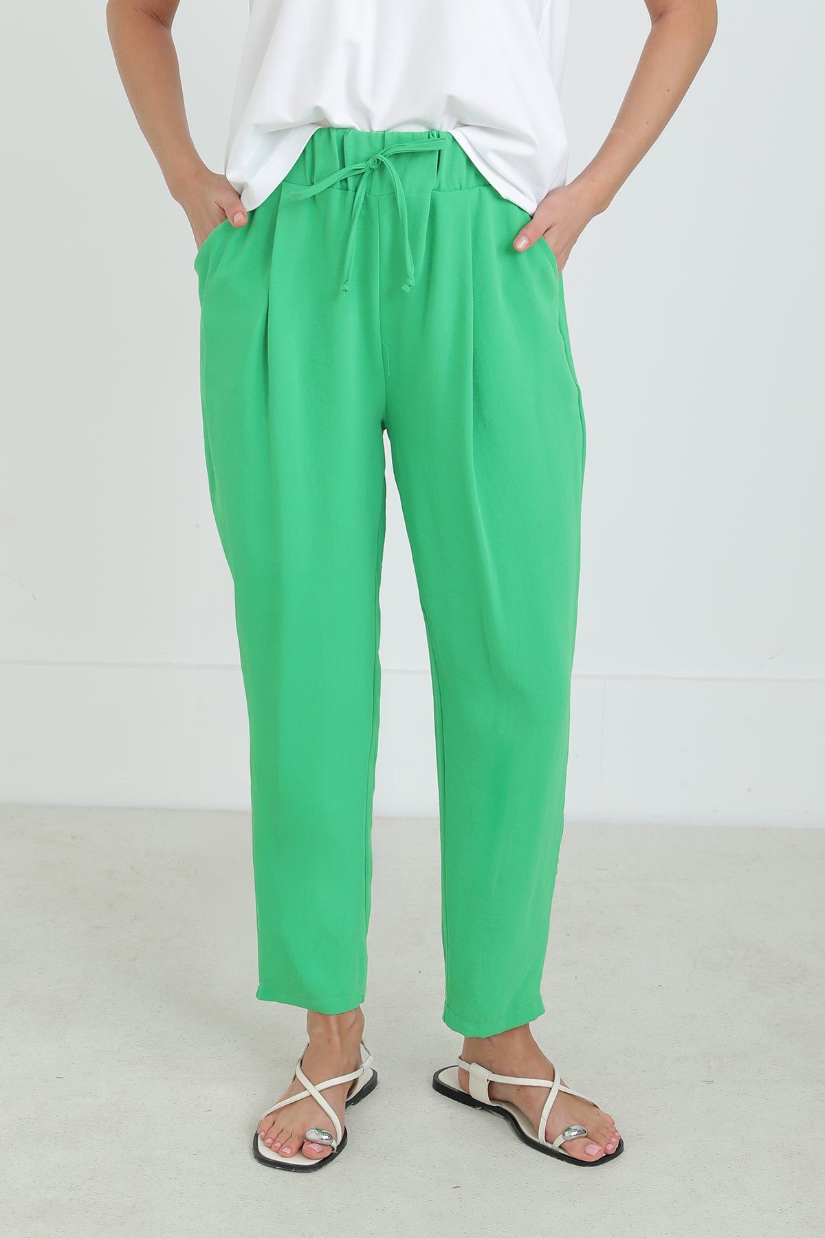 Kadın Beli Bağlamalı Havuç Form Pantolon - 18102PNT