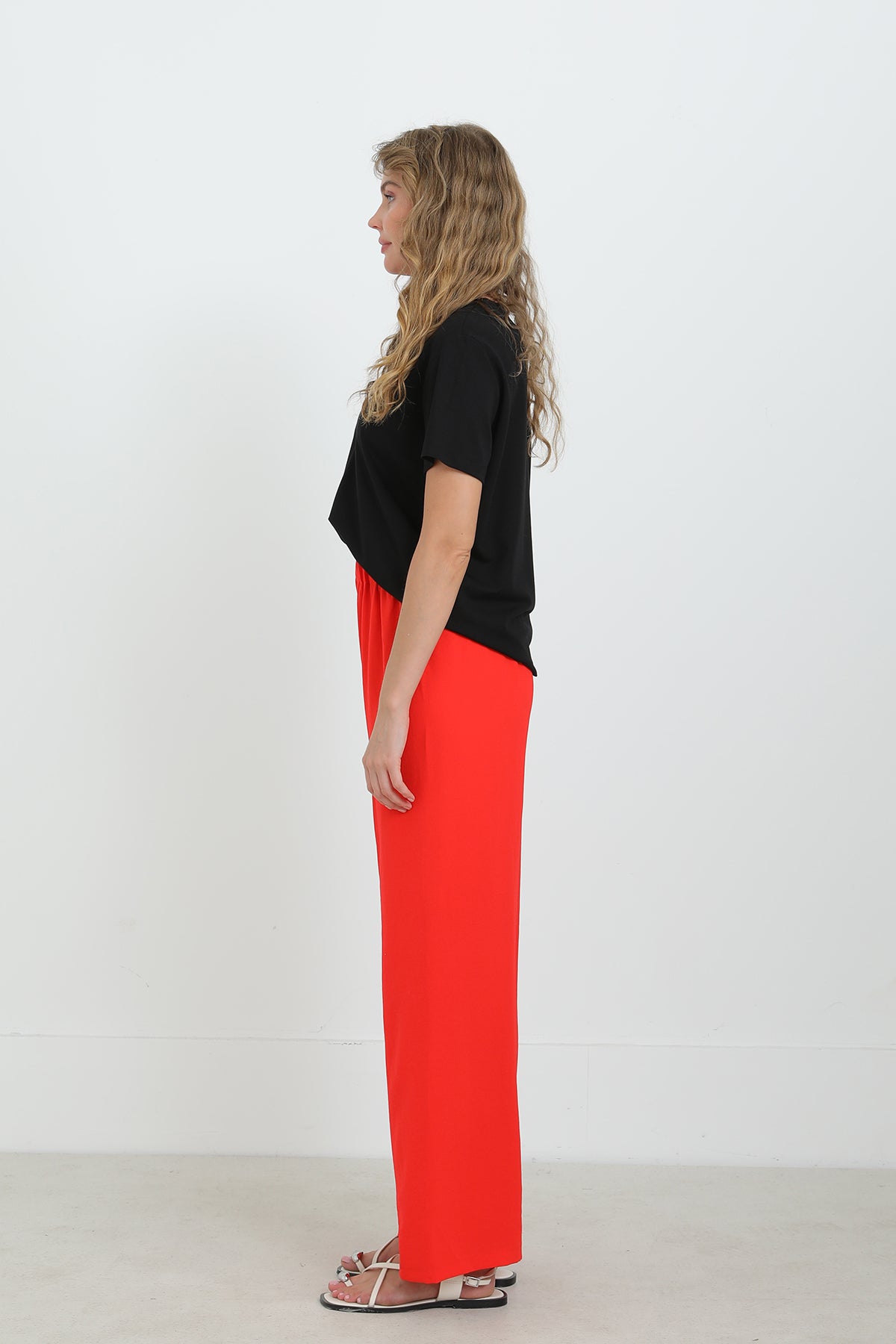 Kadın Geniş Paça Yüksek Bel Pantolon - 18103PNT