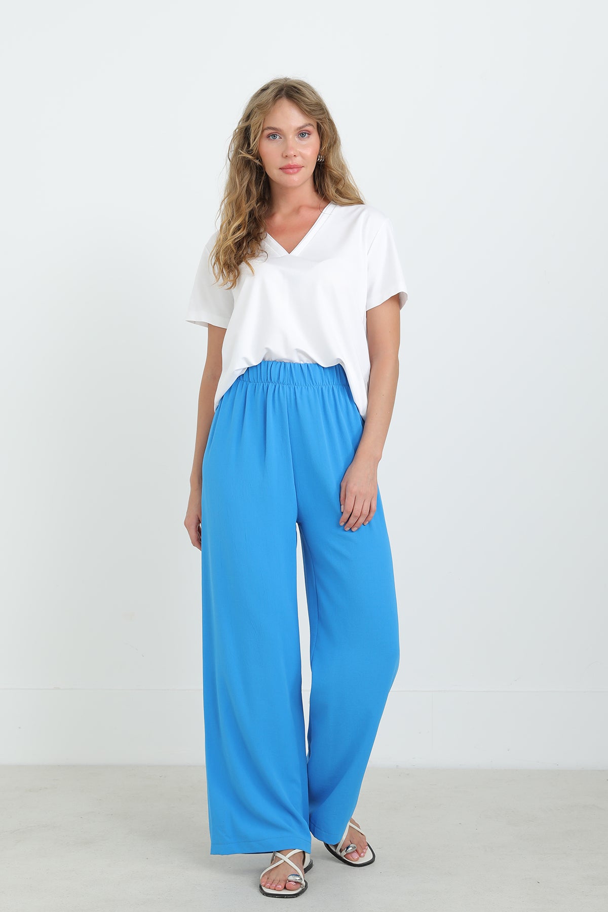 Kadın Geniş Paça Yüksek Bel Pantolon - 18103PNT