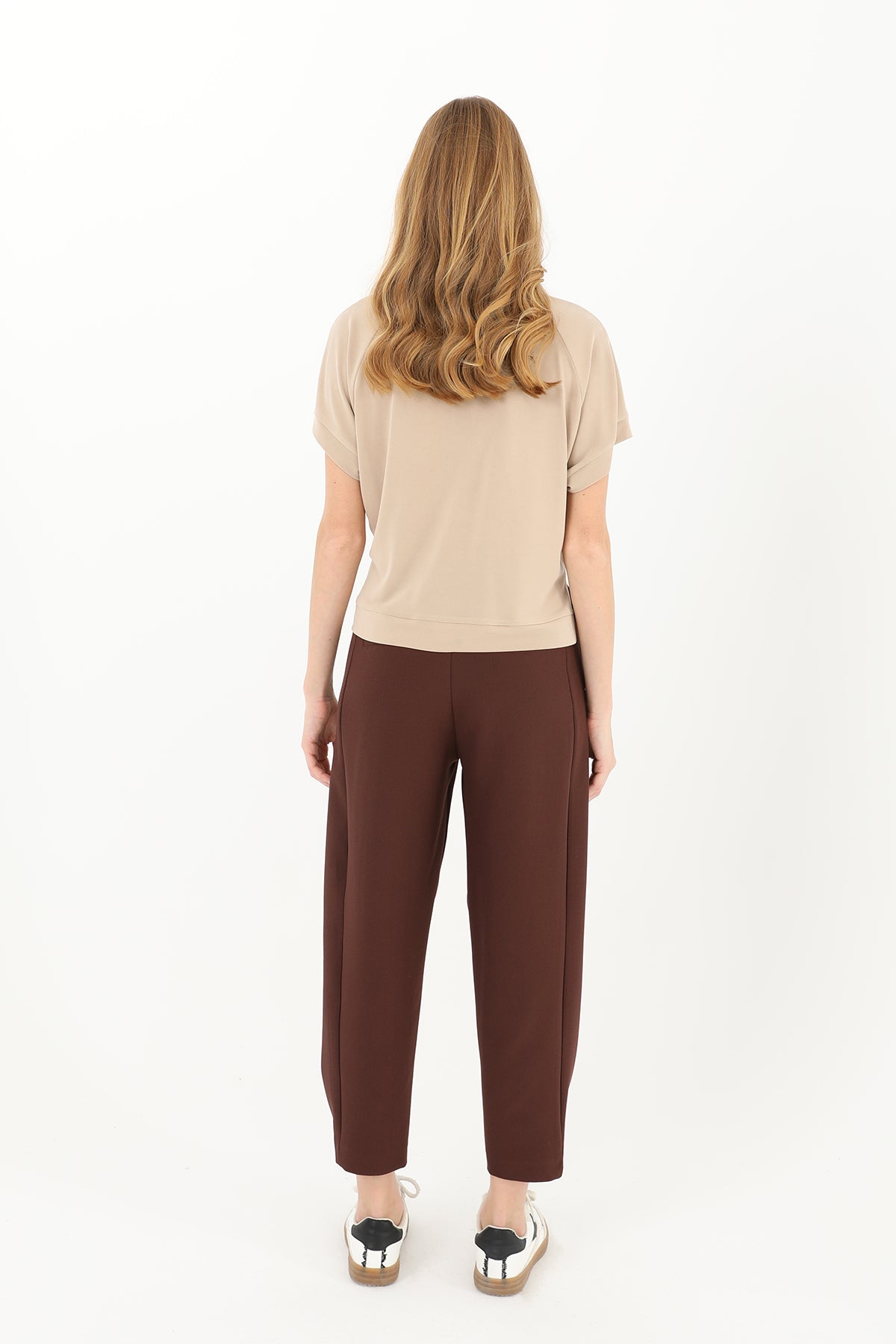 Kadın Önden Pleli Paçası Düğmeli Pantolon - 18123PNT