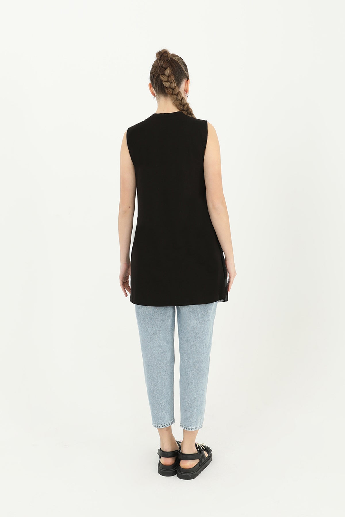 Kadın Kolsuz Tül Detaylı İçlik Tunik - 10270TUN