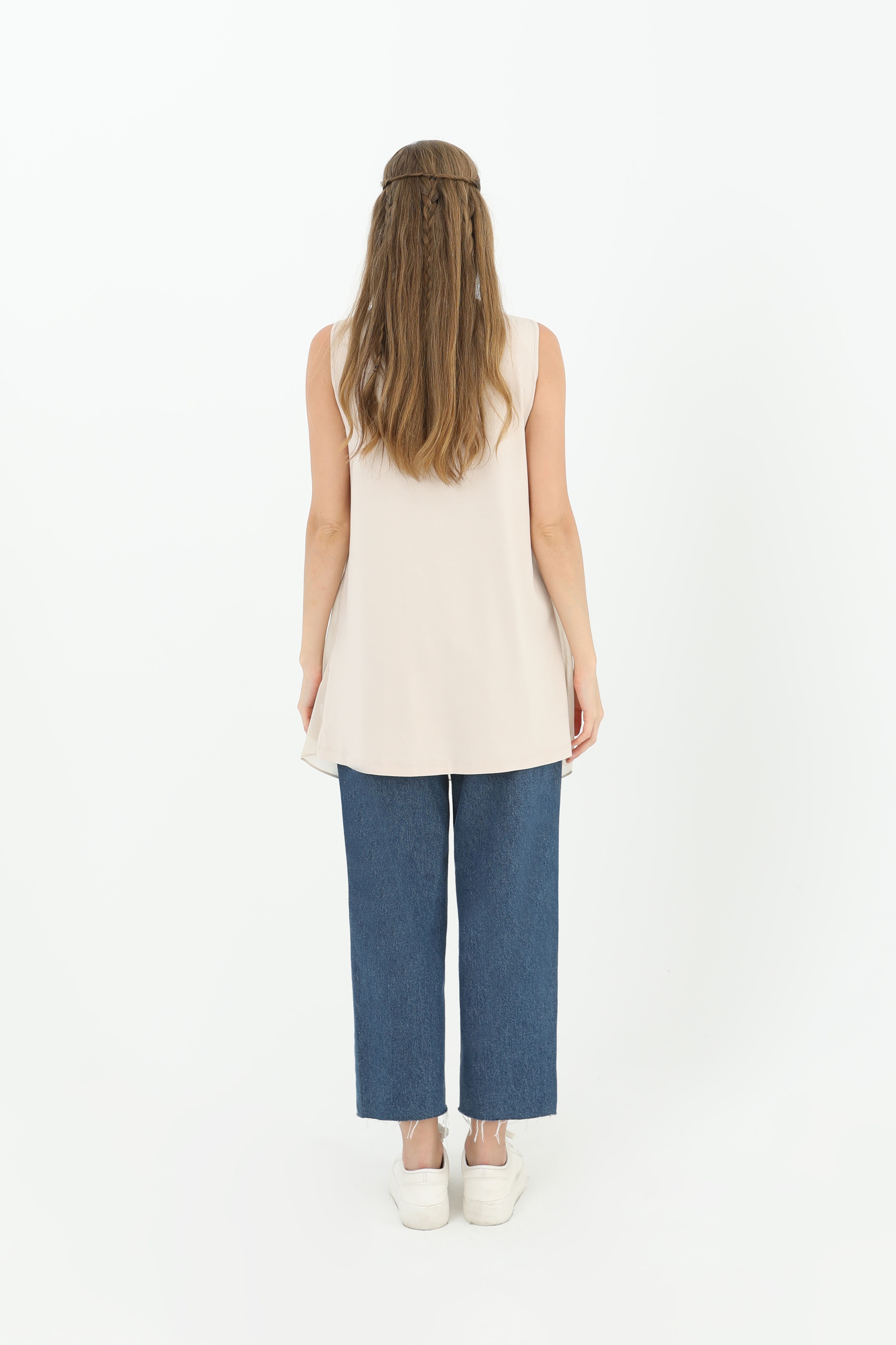 Kadın Kolsuz Tül Detaylı İçlik Tunik - 10270TUN