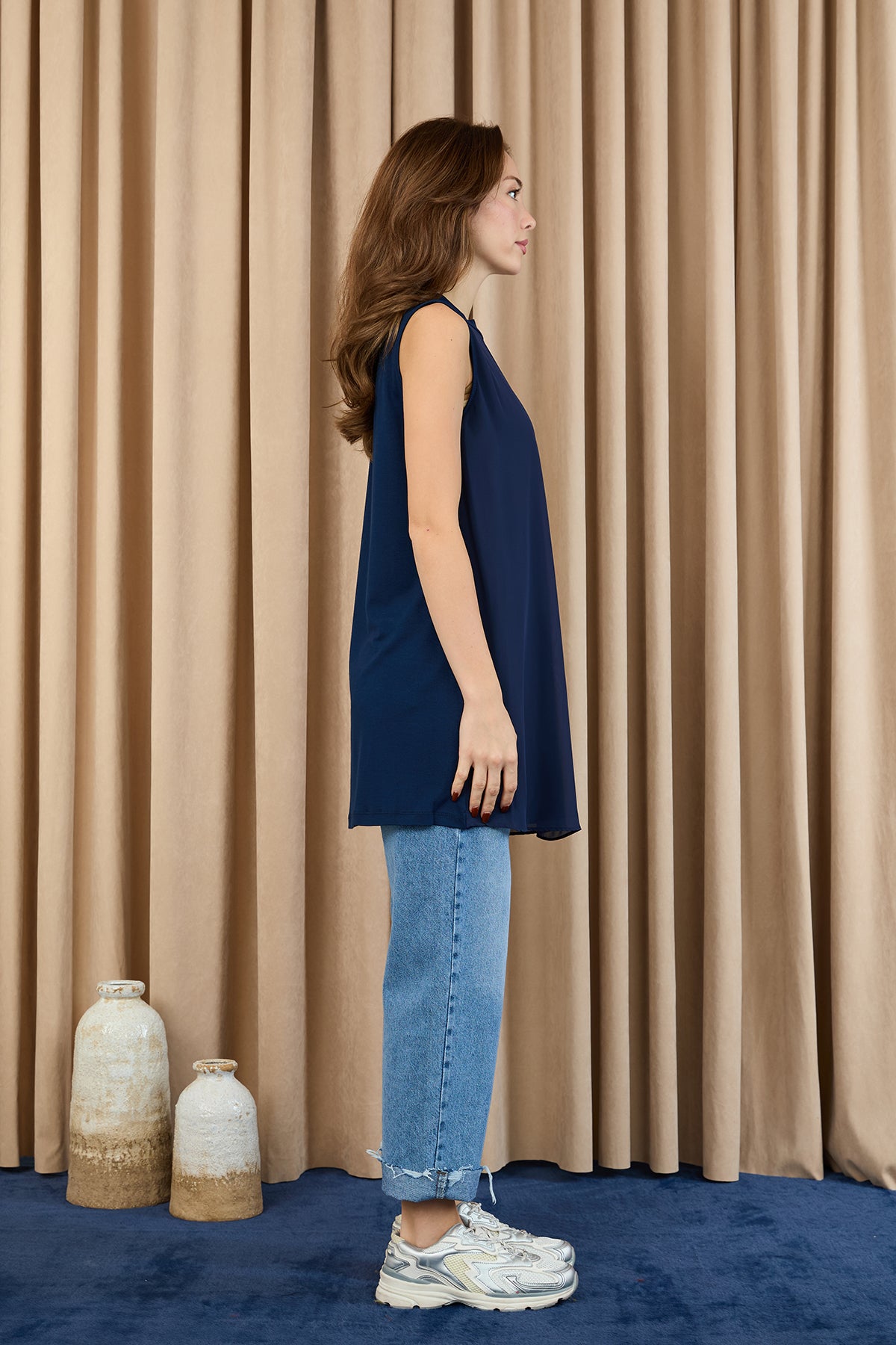 Kadın Kolsuz Tül Detaylı İçlik Tunik - 10270TUN