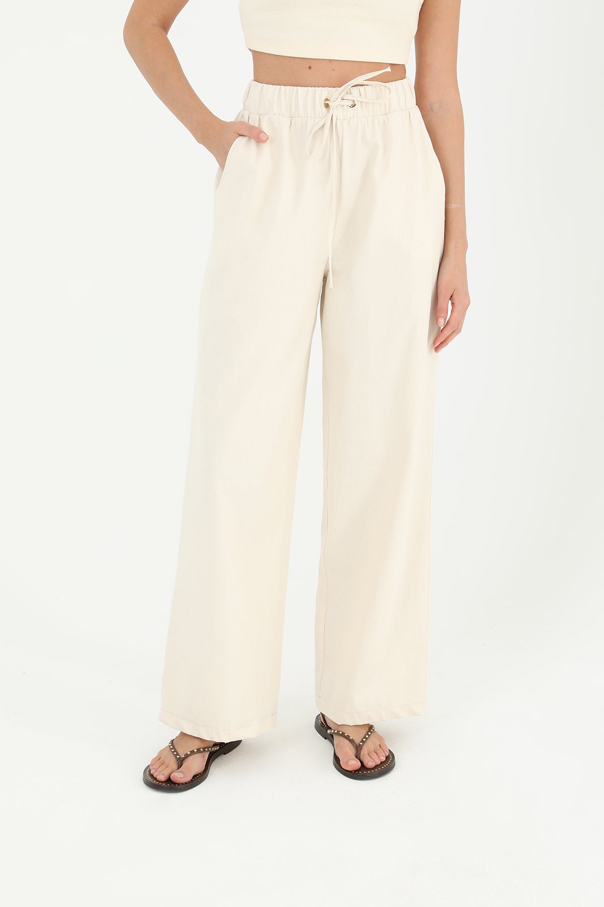 Kadın Cep Detaylı Kuşaklı Havuç Pantolon - 18179PNT