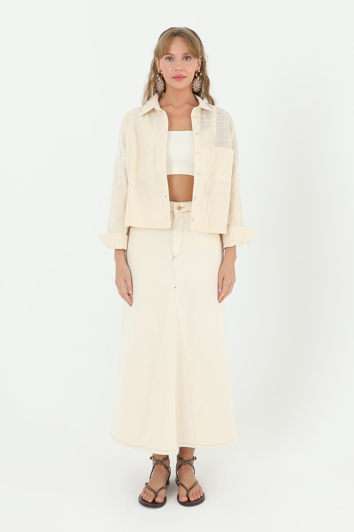 Kadın Önden Parçalı Etek - 18186ETK