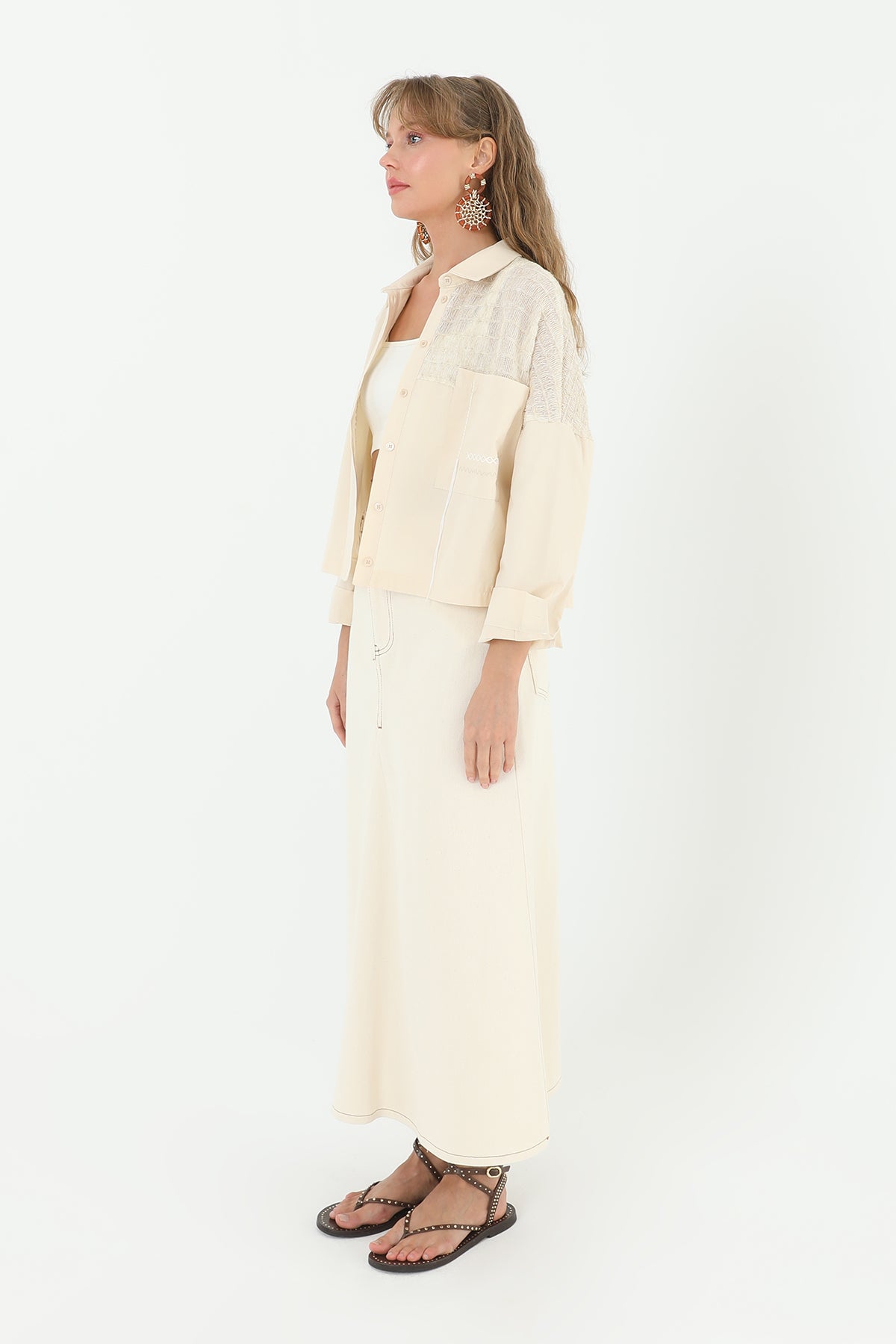 Kadın Önden Parçalı Etek - 18186ETK