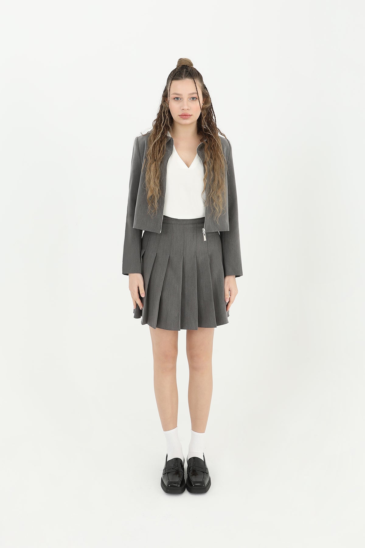 Kadın Fermuar Detaylı Kısa Ceket - 24S-31605CKT