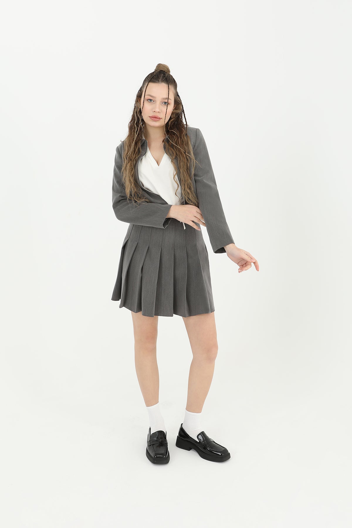 Kadın Fermuar Detaylı Kısa Ceket - 24S-31605CKT