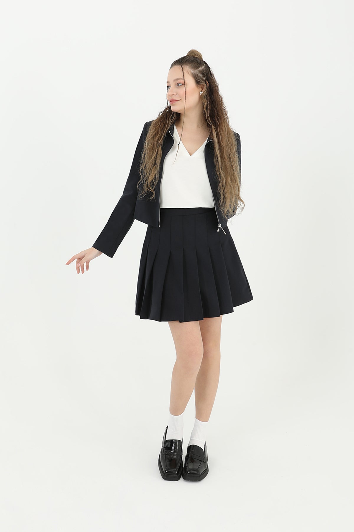 Kadın Fermuar Detaylı Kısa Ceket - 24S-31605CKT