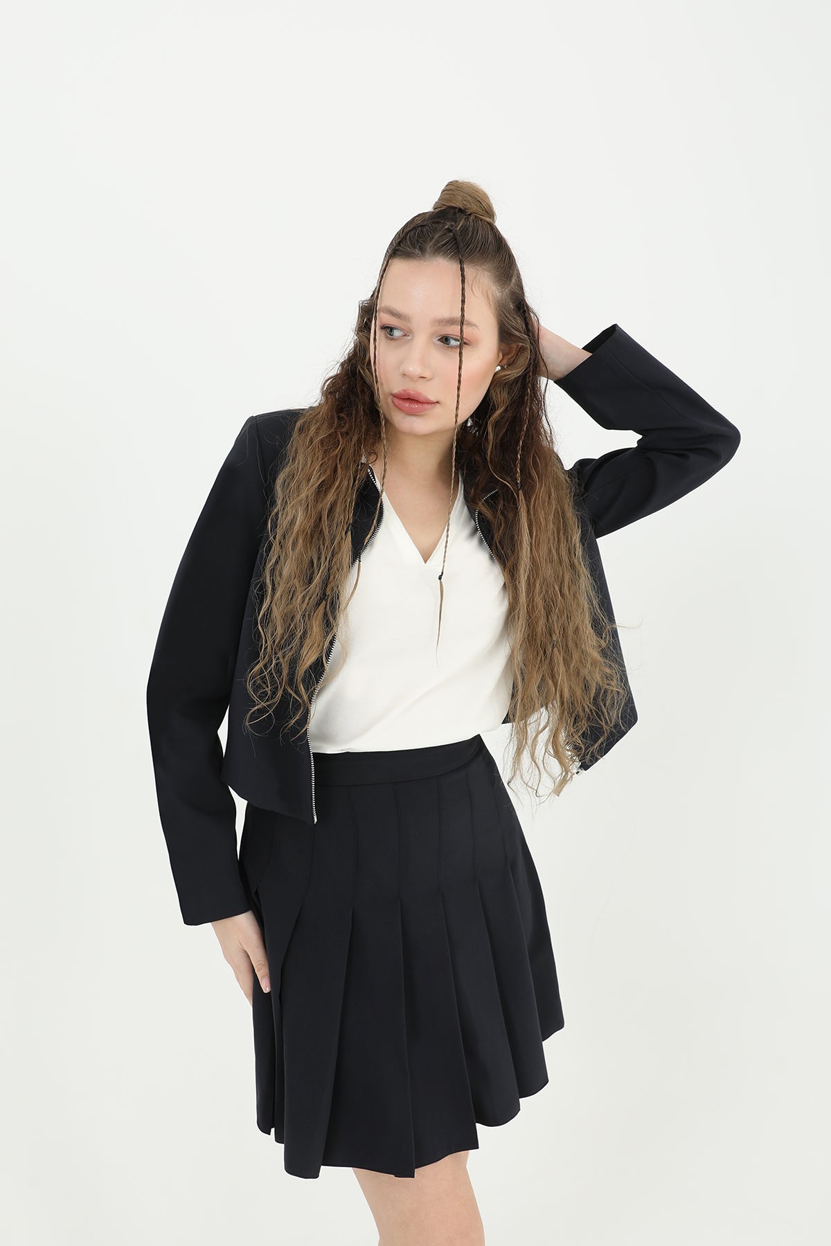 Kadın Fermuar Detaylı Kısa Ceket - 24S-31605CKT