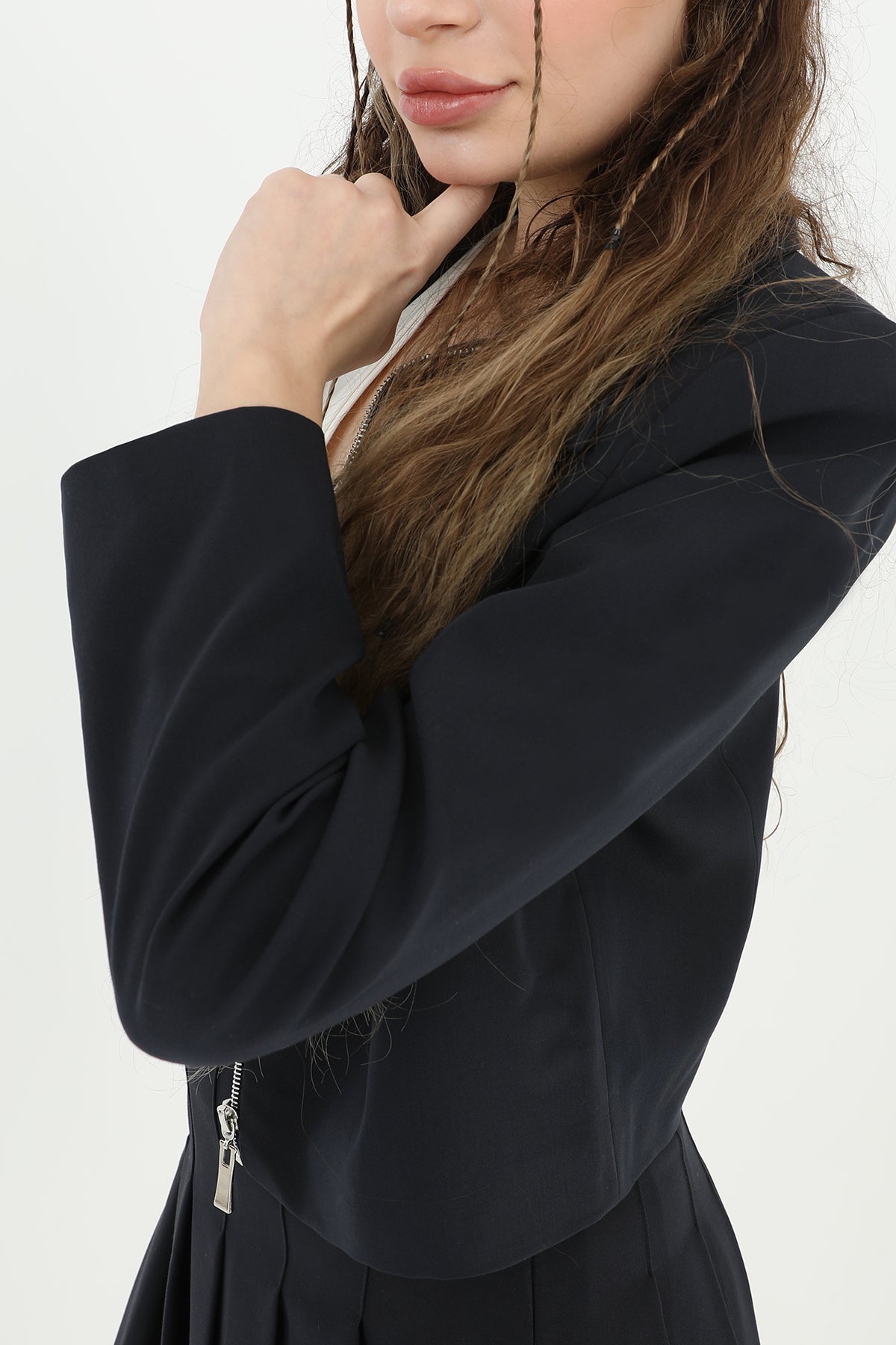 Kadın Fermuar Detaylı Kısa Ceket - 24S-31605CKT