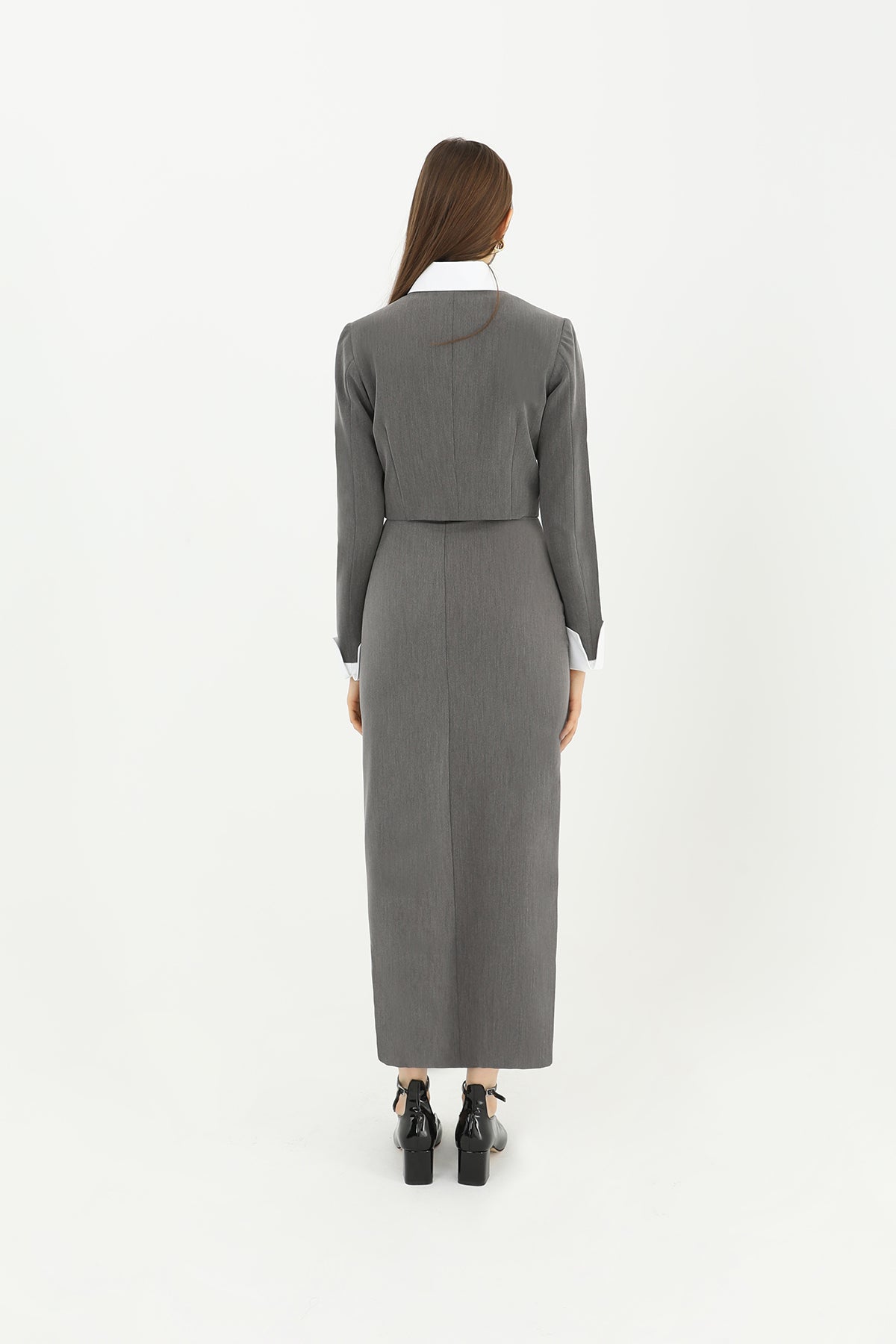 Kadın Önü Yırtmaçlı Kumaş Etek - 31607ETK