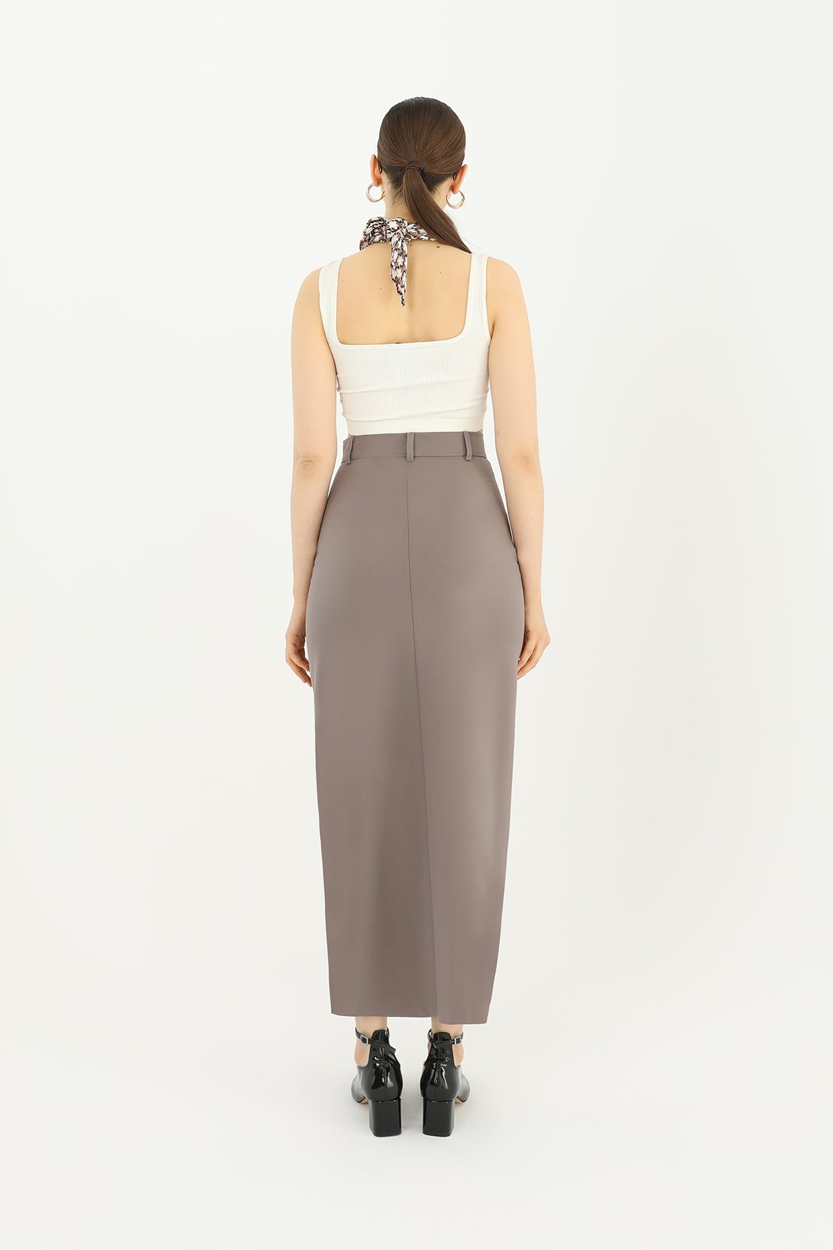 Kadın Önü Yırtmaçlı Kumaş Etek - 31607ETK