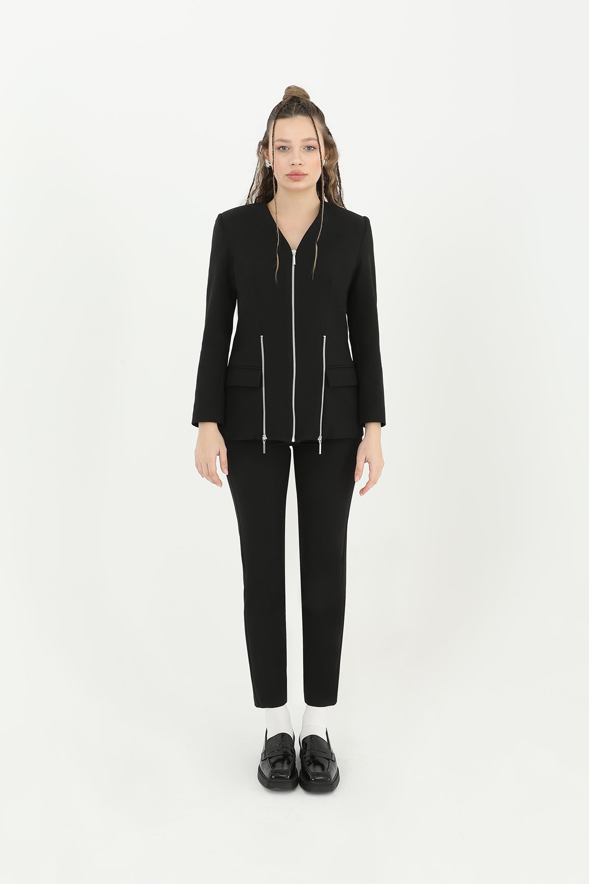 Kadın V Yaka Blazer Ceket - 31608CKT