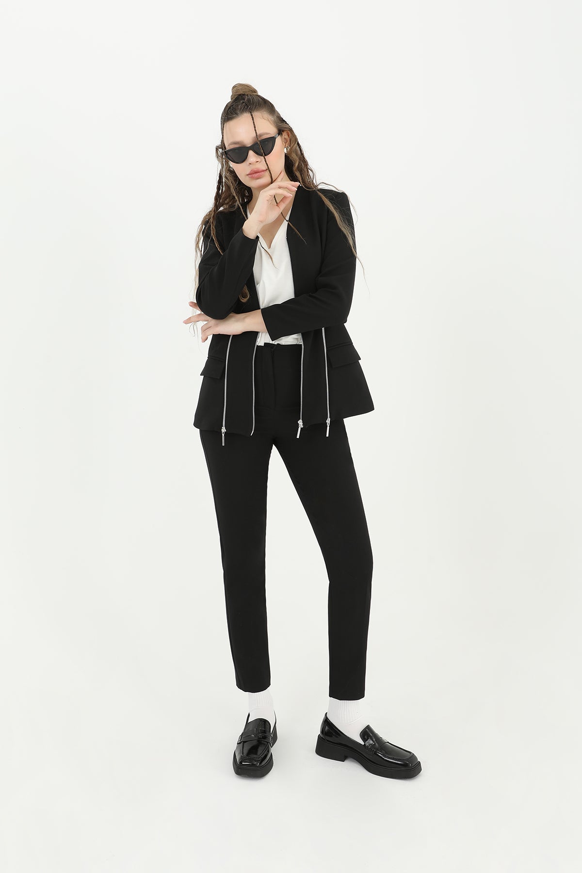 Kadın V Yaka Blazer Ceket - 31608CKT