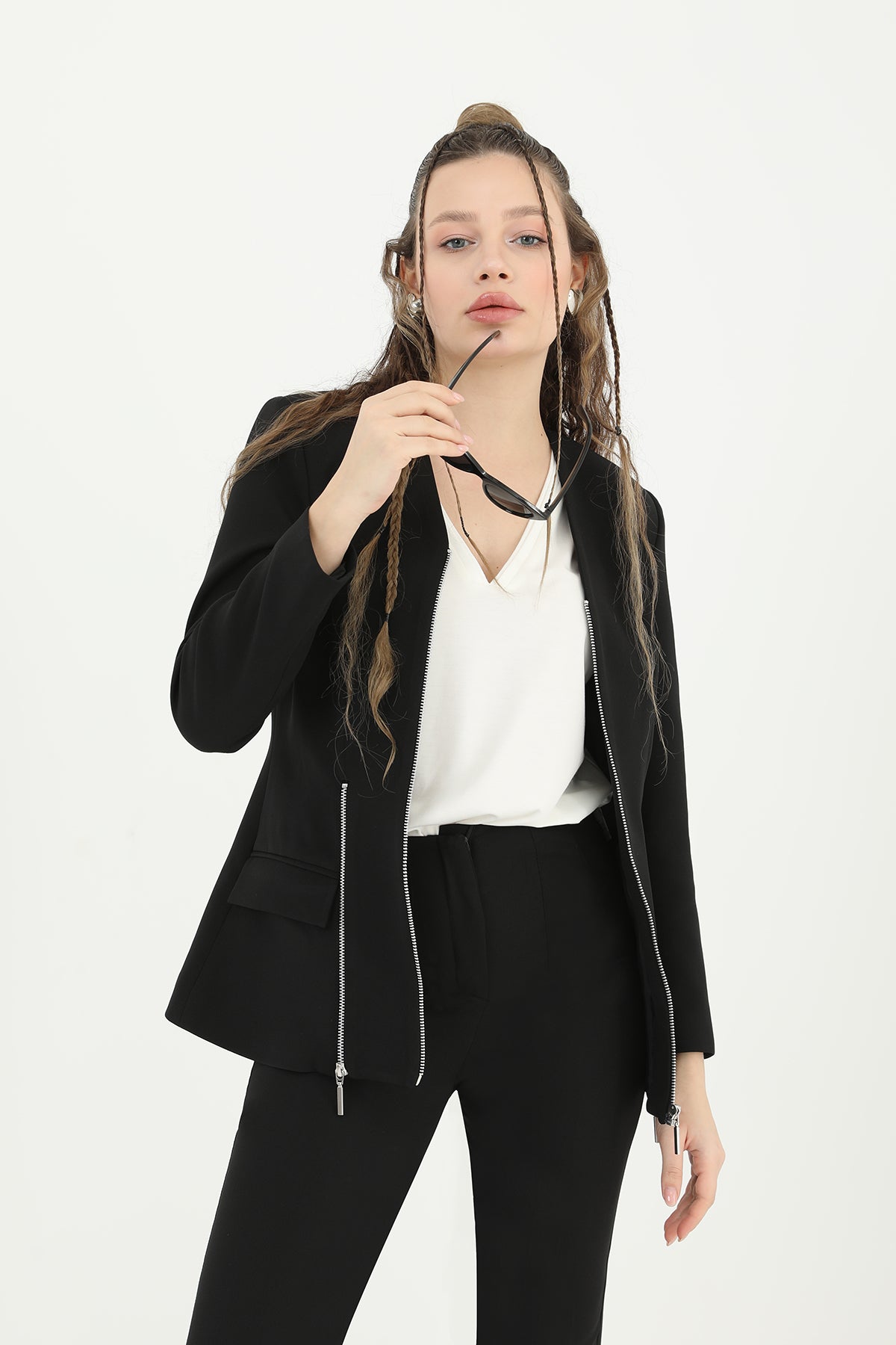 Kadın V Yaka Blazer Ceket - 31608CKT