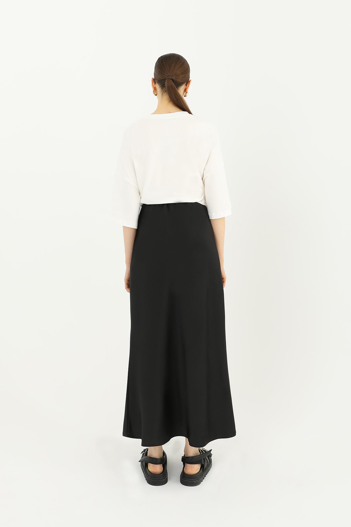 Kadın Saten Uzun Etek - 24S-31614ETK