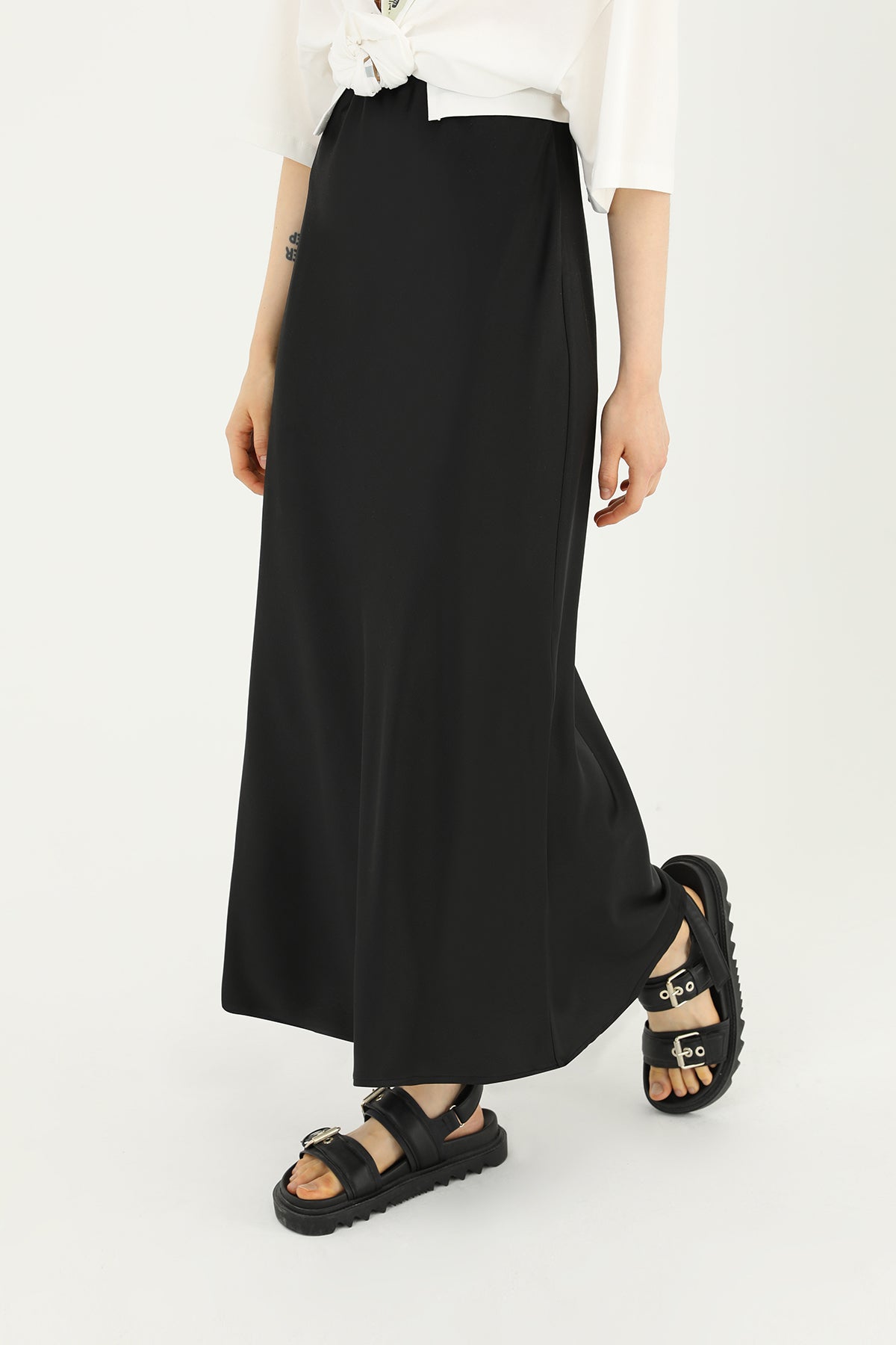 Kadın Saten Uzun Etek - 24S-31614ETK