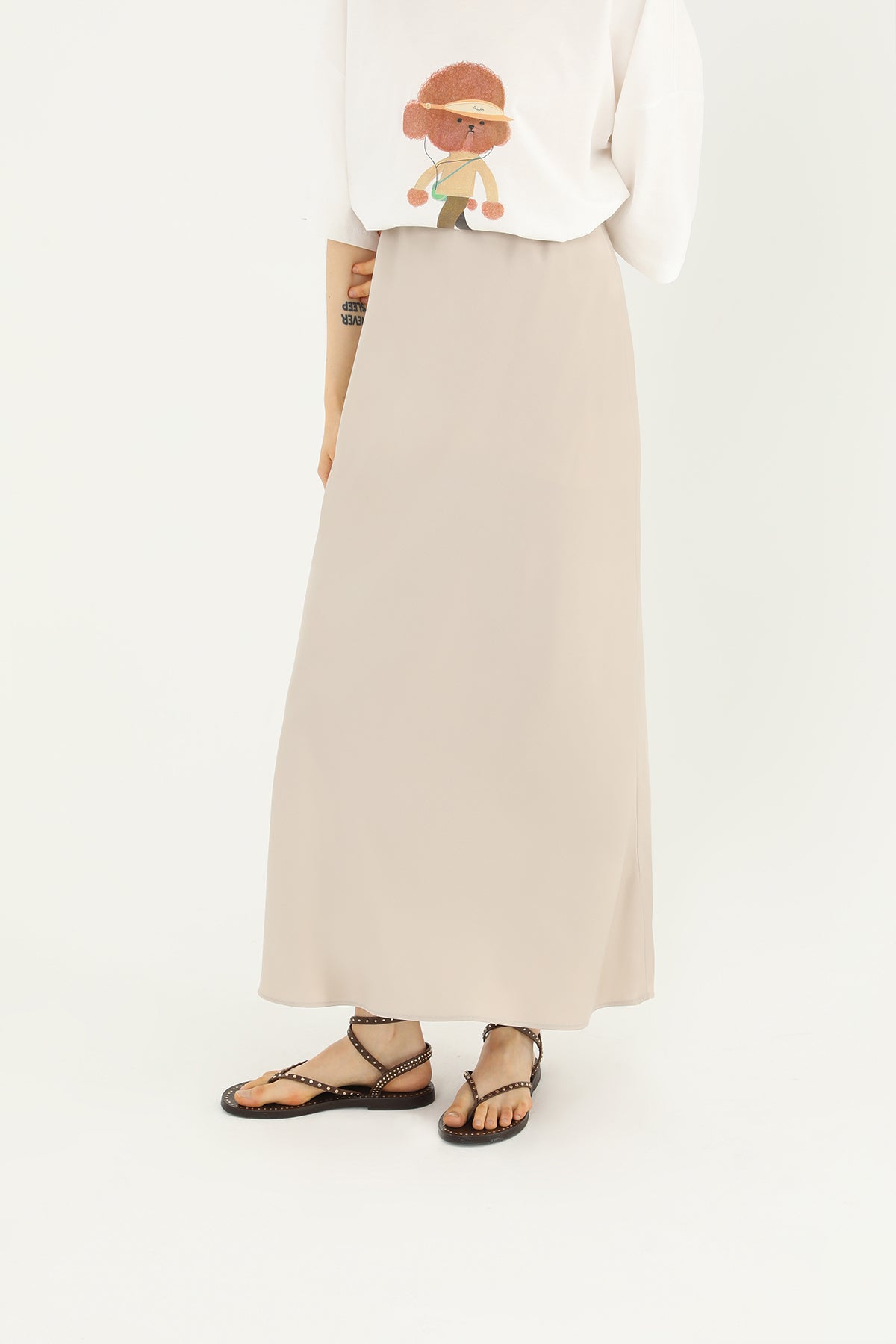 Kadın Saten Uzun Etek - 24S-31614ETK