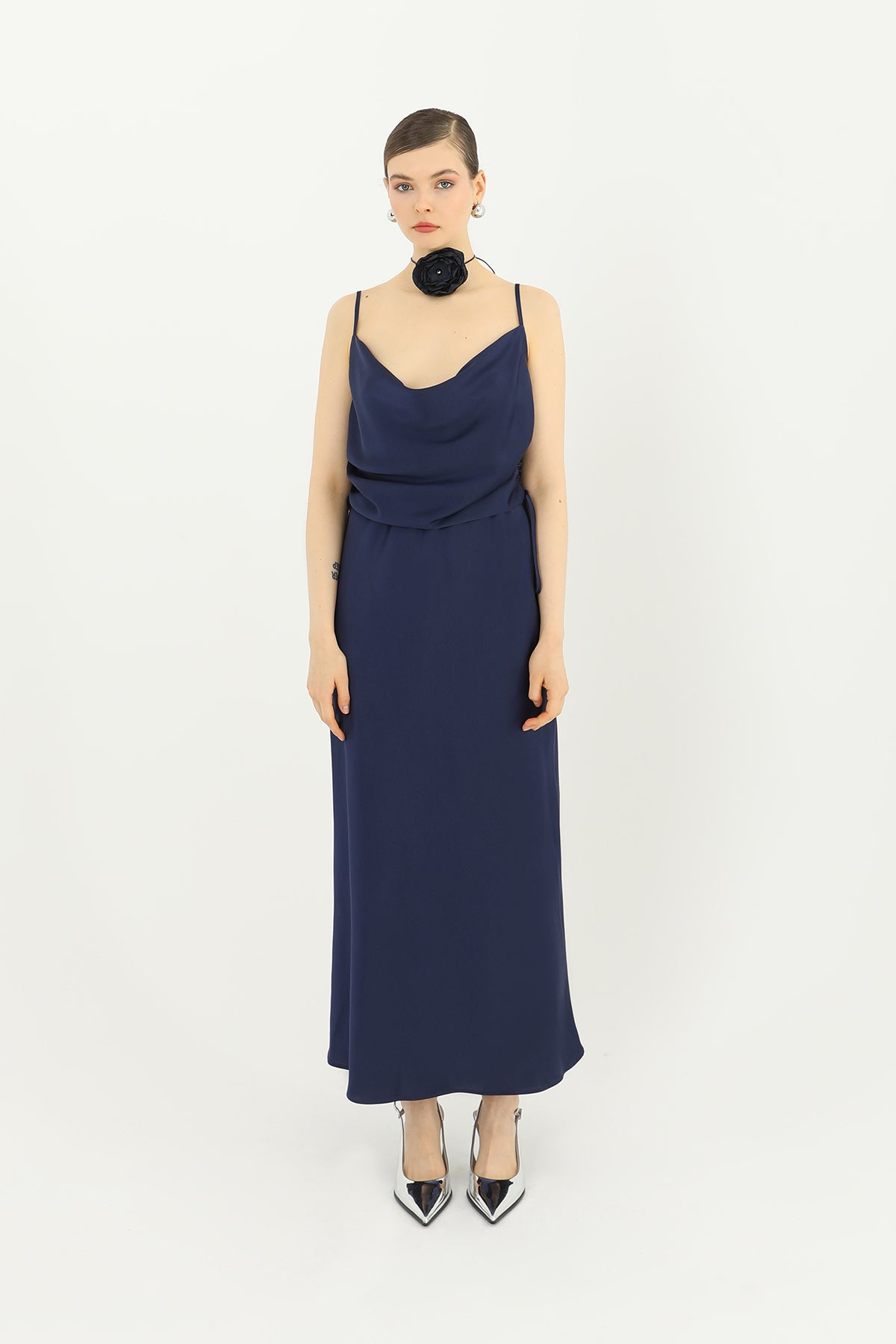 Kadın Saten Uzun Etek - 24S-31614ETK