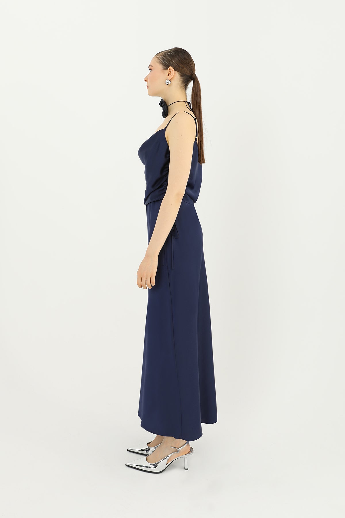 Kadın Saten Uzun Etek - 24S-31614ETK