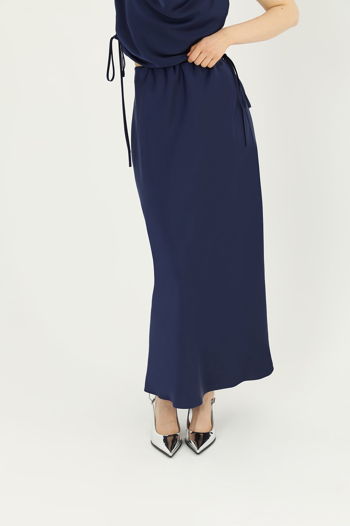 Kadın Saten Uzun Etek - 24S-31614ETK