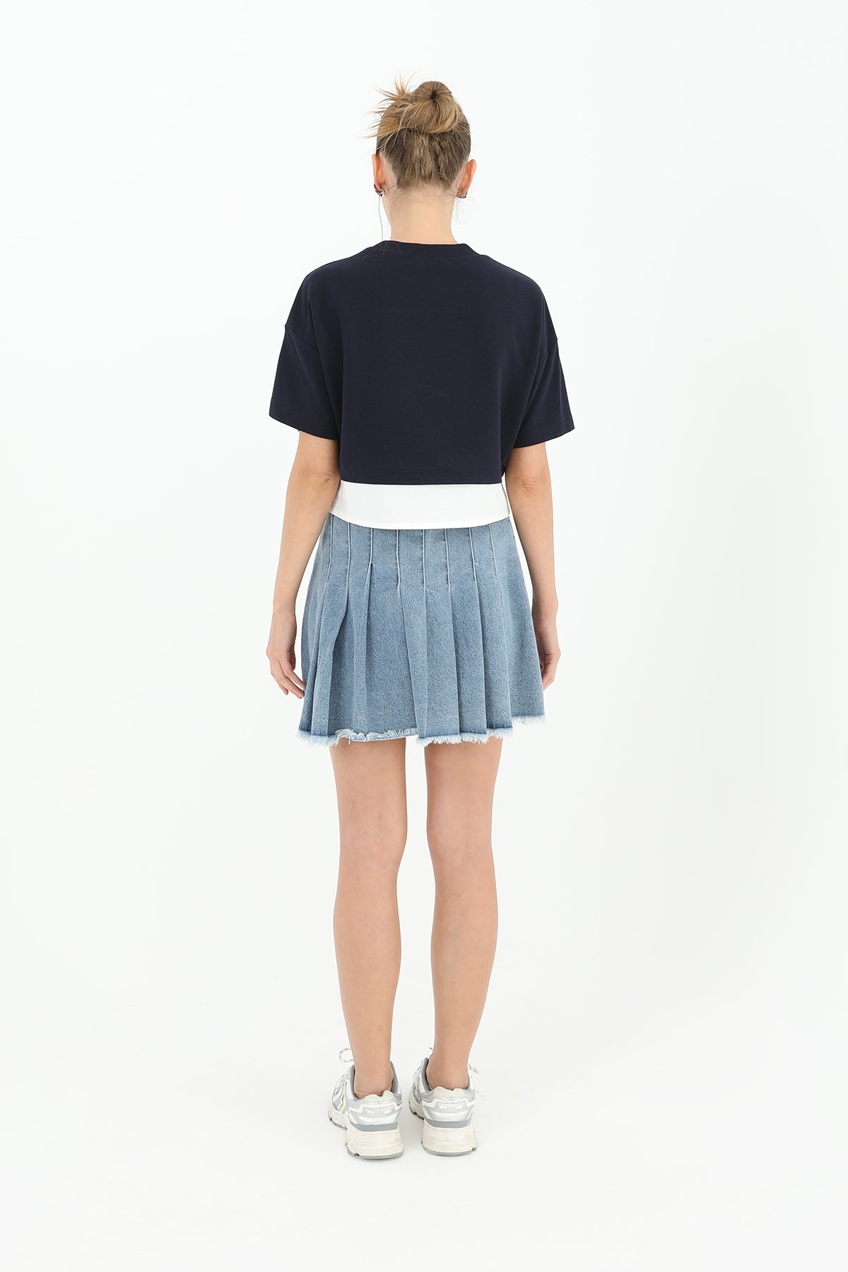 Kadın Poplin Garnili Baskılı T-shirt - 31640TSH