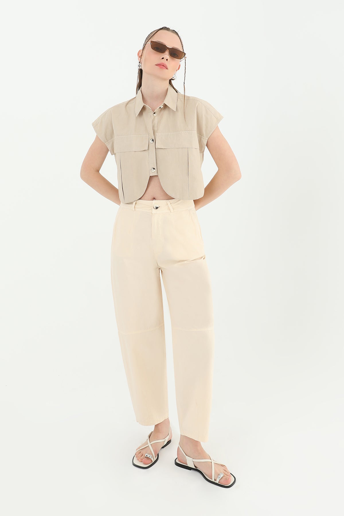 Kadın Yüksek Bel Cepli Pantolon - 31710PNT