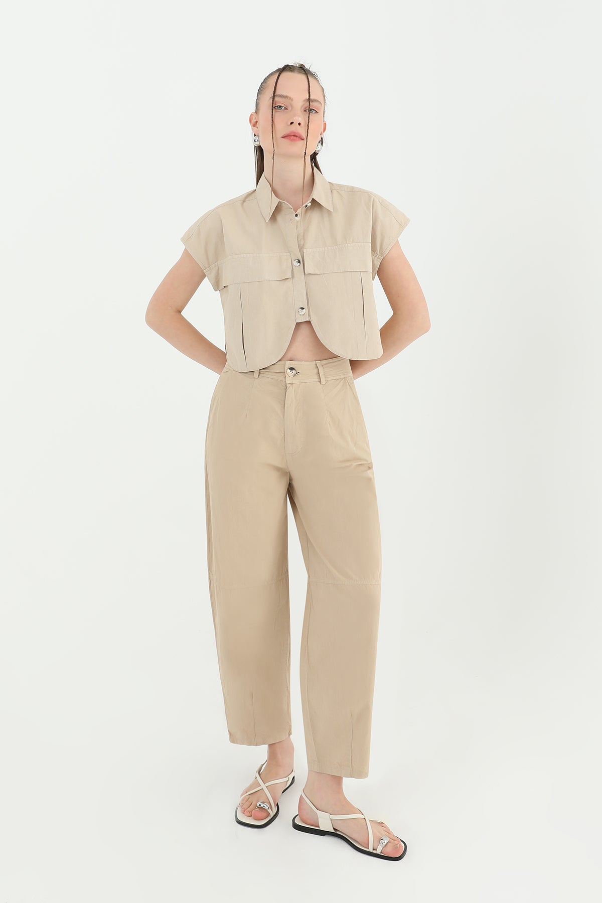 Kadın Yüksek Bel Cepli Pantolon - 31710PNT