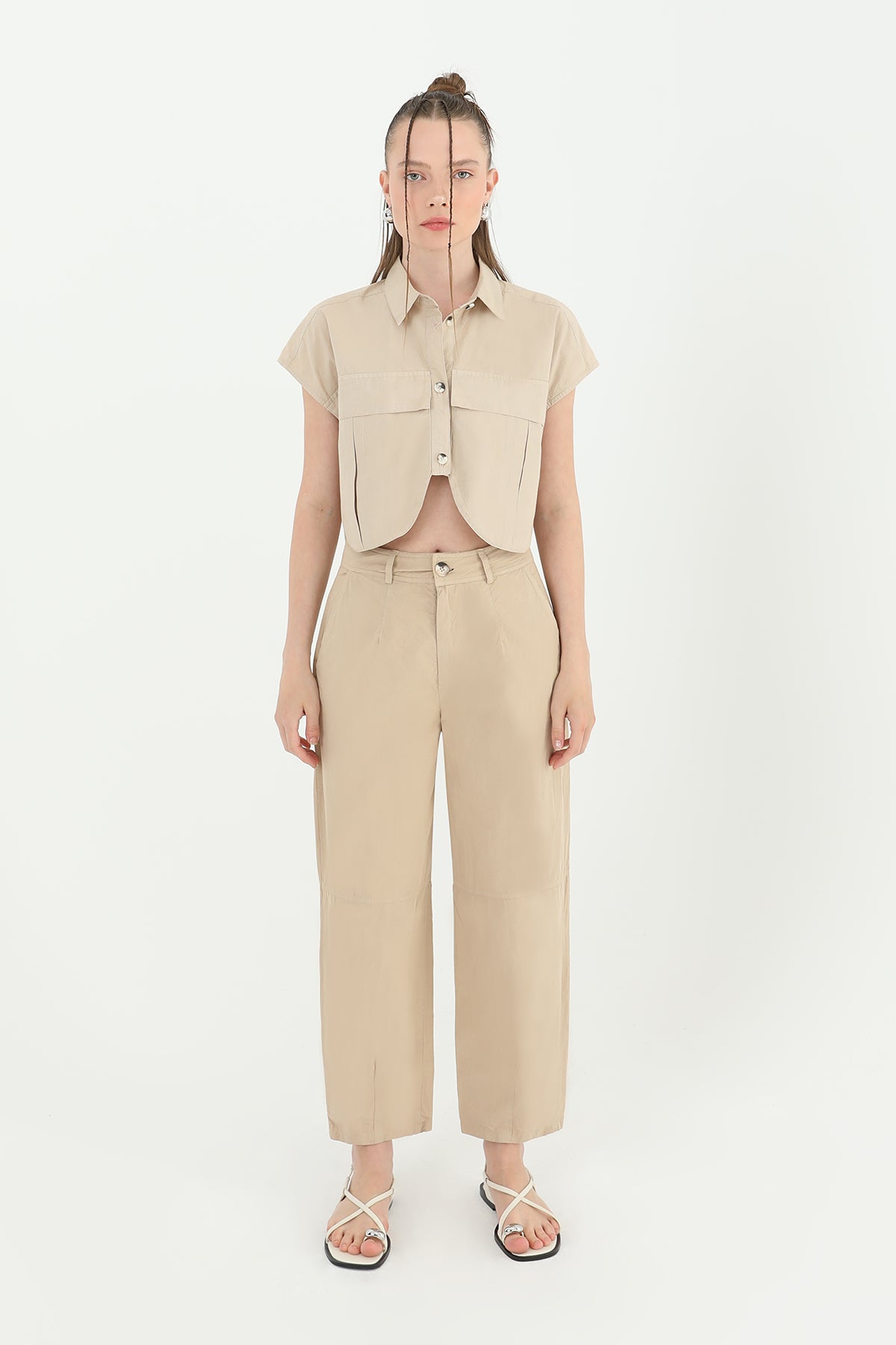 Kadın Yüksek Bel Cepli Pantolon - 31710PNT