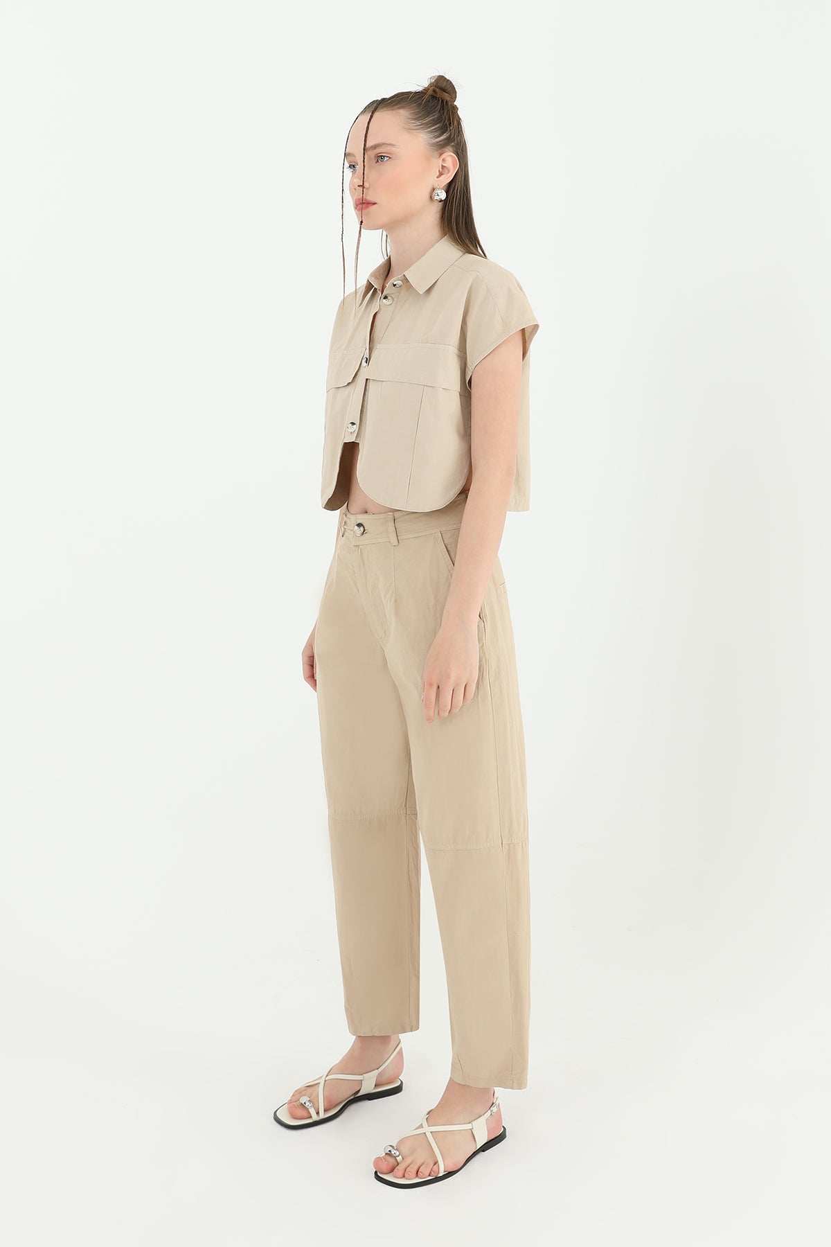 Kadın Yüksek Bel Cepli Pantolon - 31710PNT