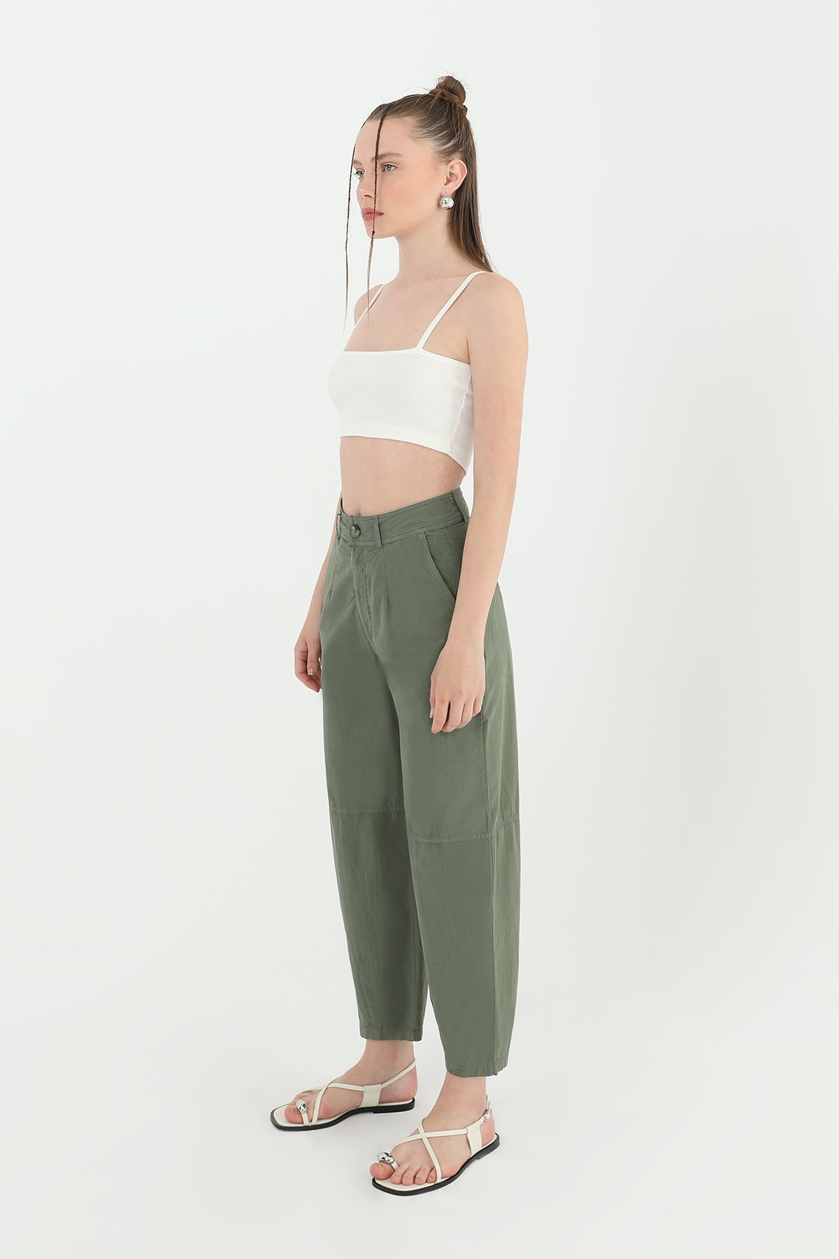 Kadın Yüksek Bel Cepli Pantolon - 31710PNT