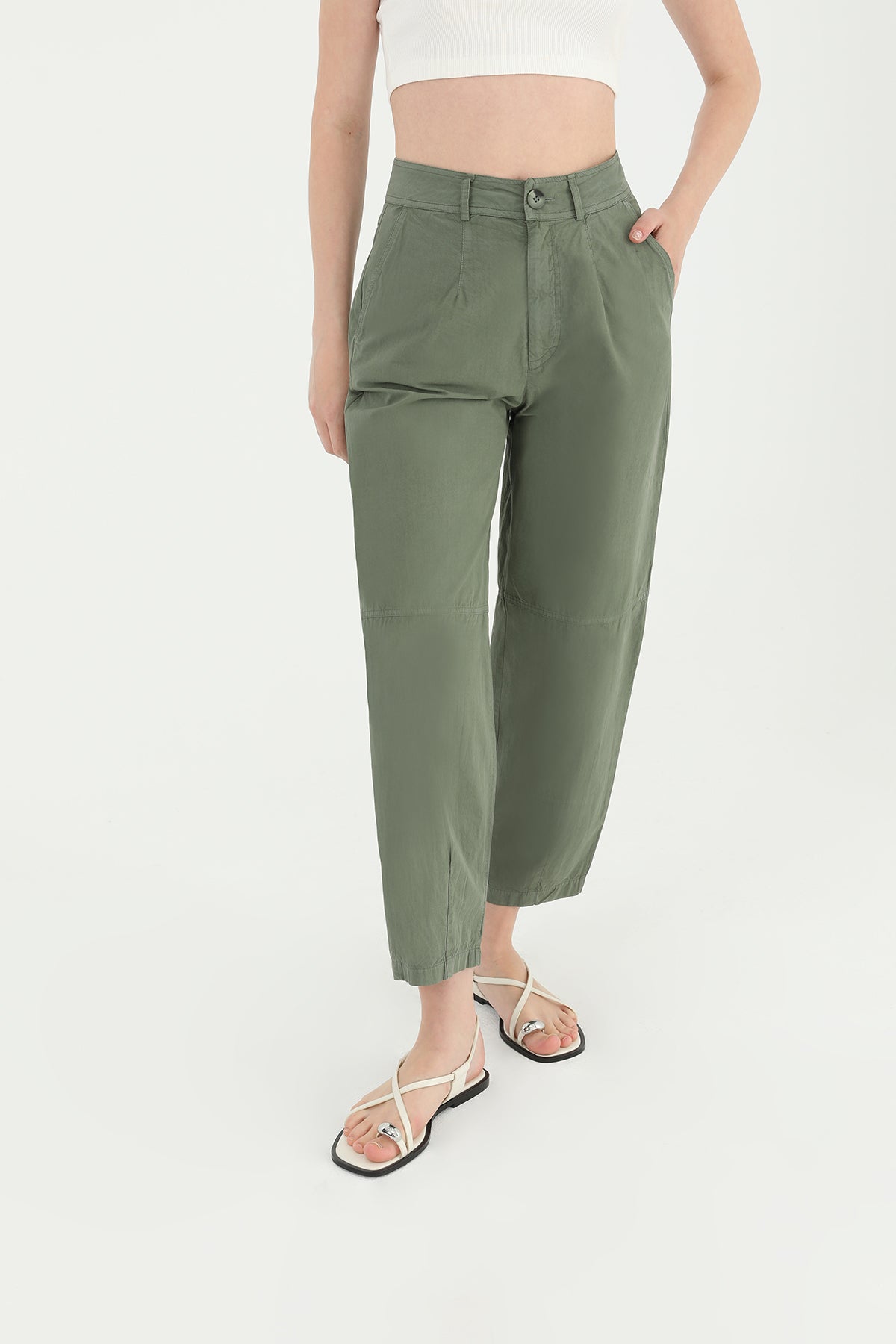 Kadın Yüksek Bel Cepli Pantolon - 31710PNT