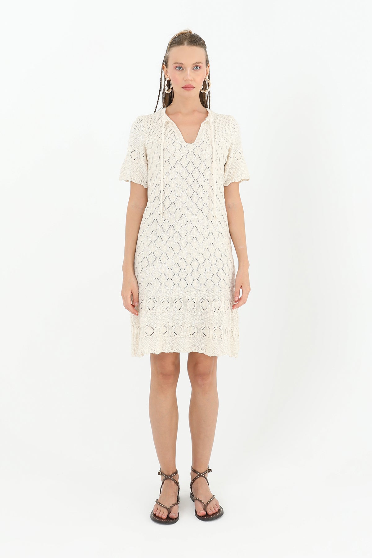 Kadın Brodeli Mini Elbise - 31733ELB