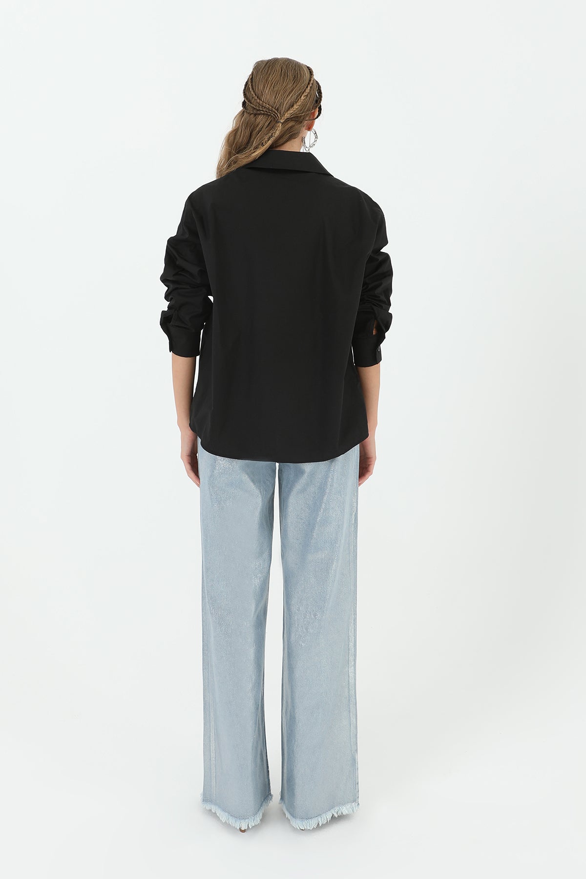 Kadın Varaklı Bol Pantolon - 31787PNT