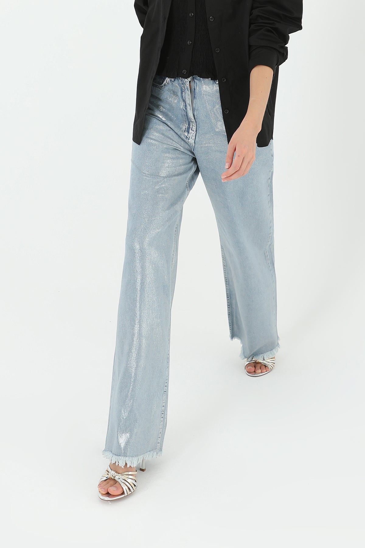 Kadın Varaklı Bol Pantolon - 31787PNT