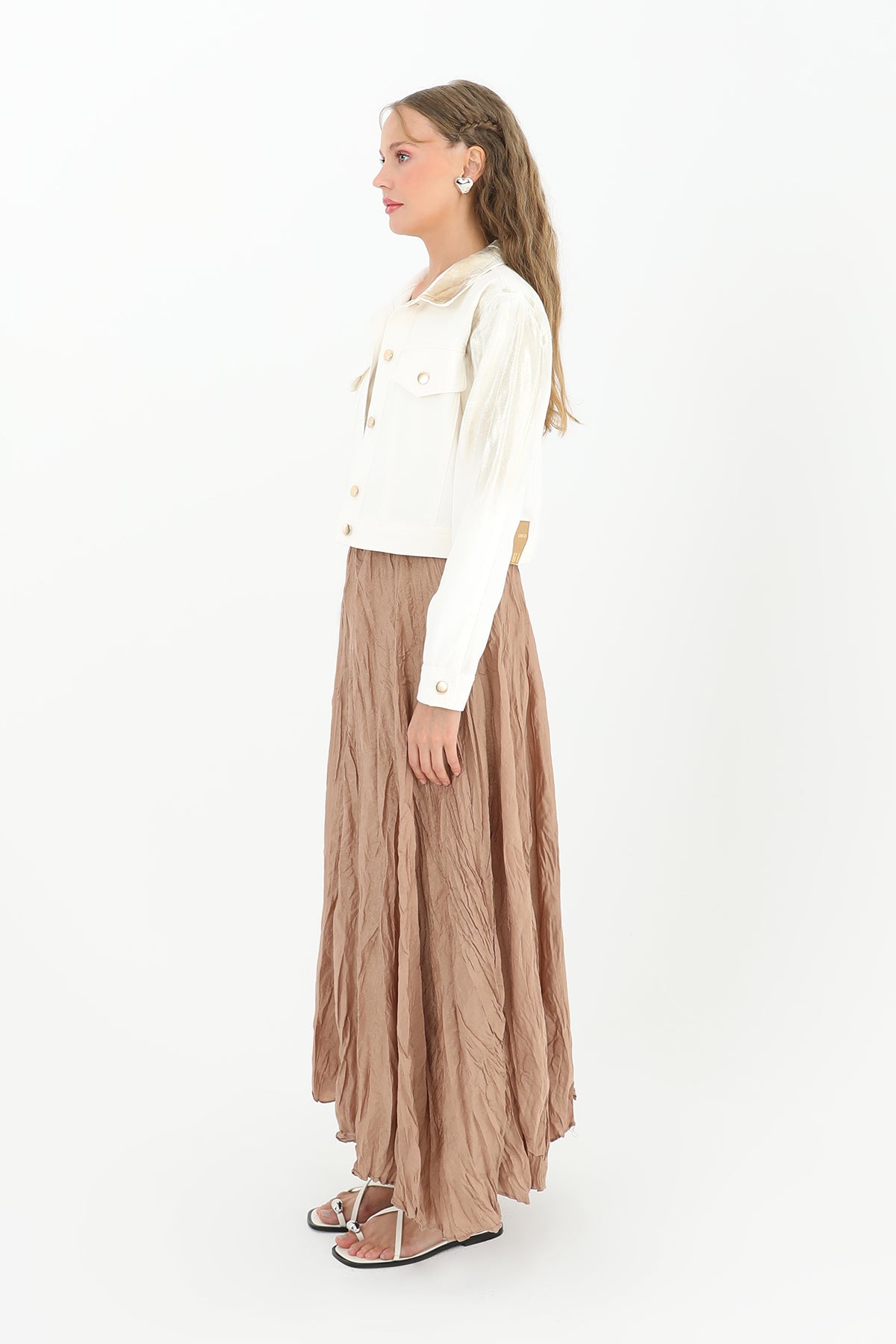 نسائي مطلي بالذهب قصير سترة -24S-31797CKT