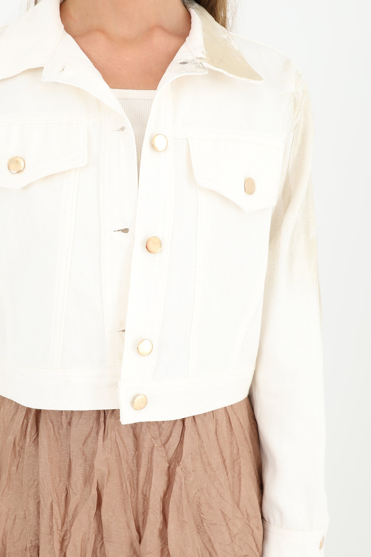 Kadın Varaklı Kısa Ceket -24S-31797CKT