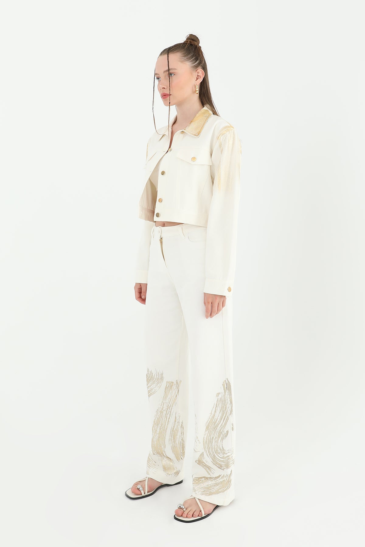 Kadın Varaklı Pantolon -24S-31798PNT